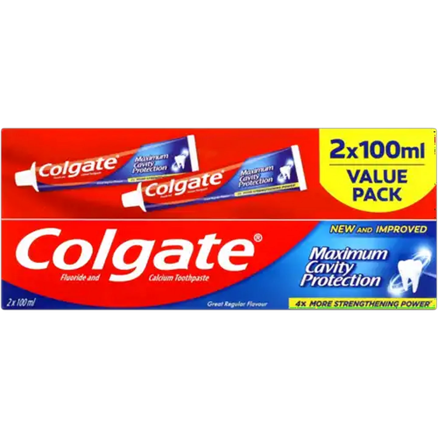 Image of Colgate Maximum Cavity Protection Regular Flavour Fluoride & Calcium Toothpaste Value Pack 2 x 100ml