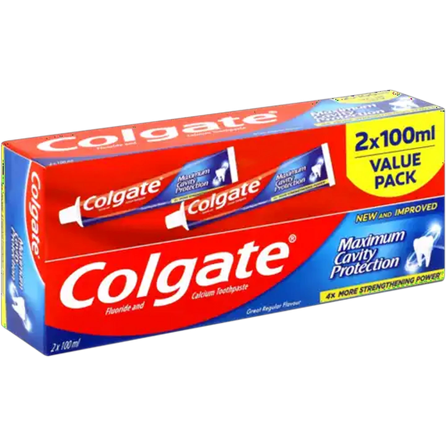 Image of Colgate Maximum Cavity Protection Regular Flavour Fluoride & Calcium Toothpaste Value Pack 2 x 100ml