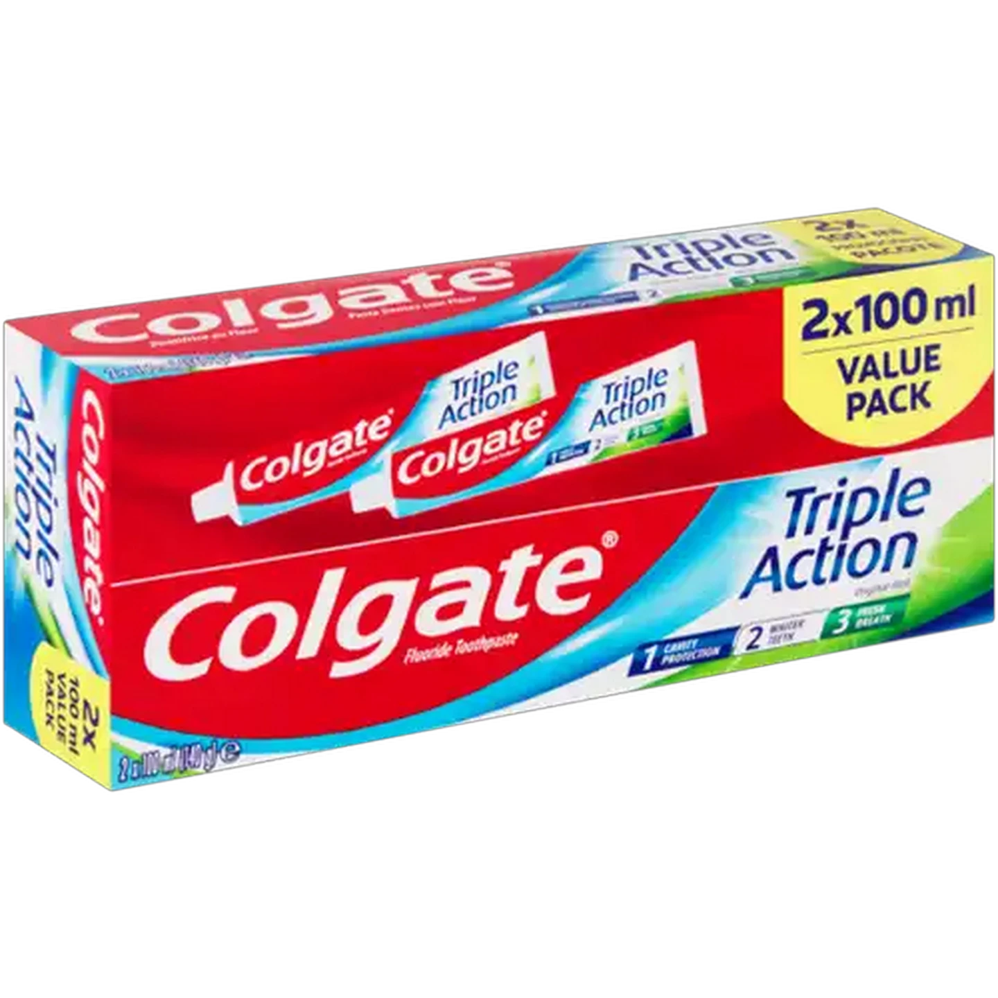 Image of Colgate Triple Action Original Mint Toothpaste 2 x 100ml