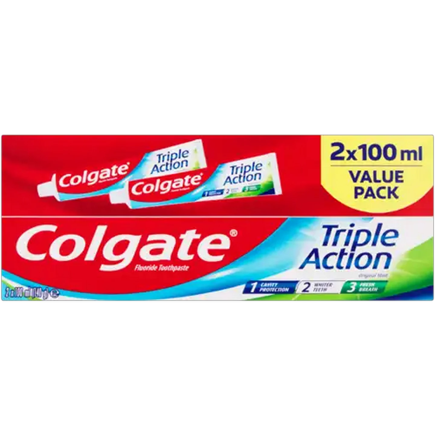 Image of Colgate Triple Action Original Mint Toothpaste 2 x 100ml