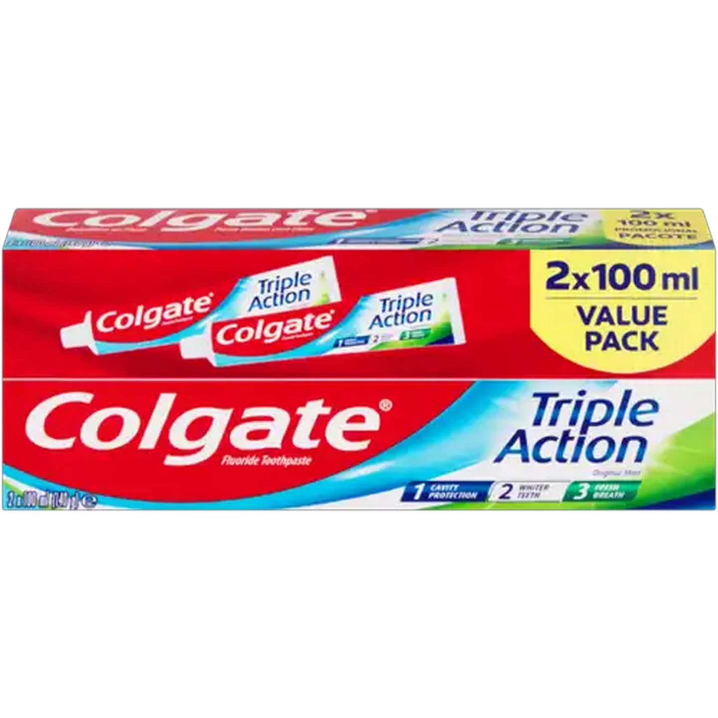 Image of Colgate Triple Action Original Mint Toothpaste 2 x 100ml