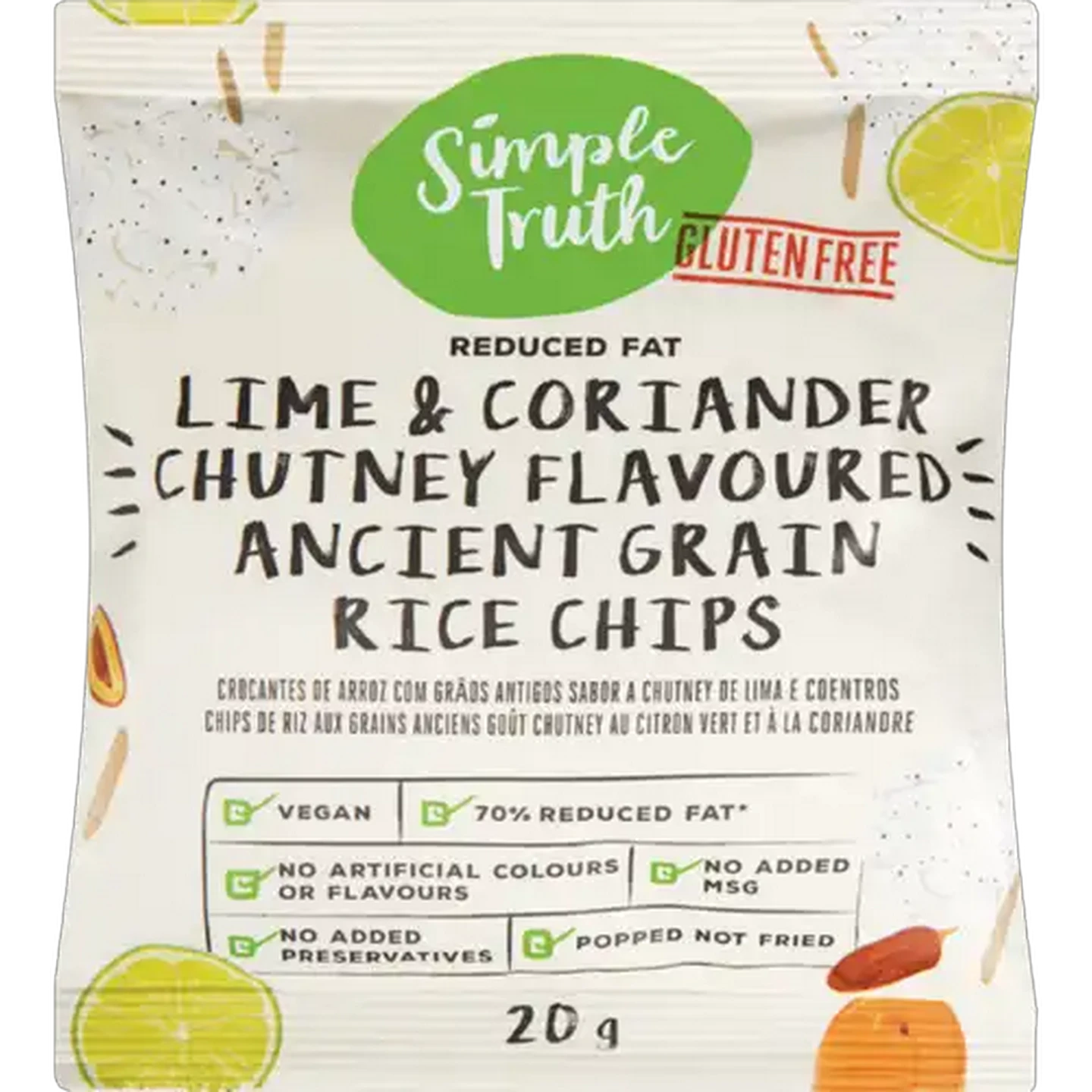Image of Simple Truth Gluten Free Lime & Coriander Chutney Flavoured Ancient Grain Rice Chips 20g