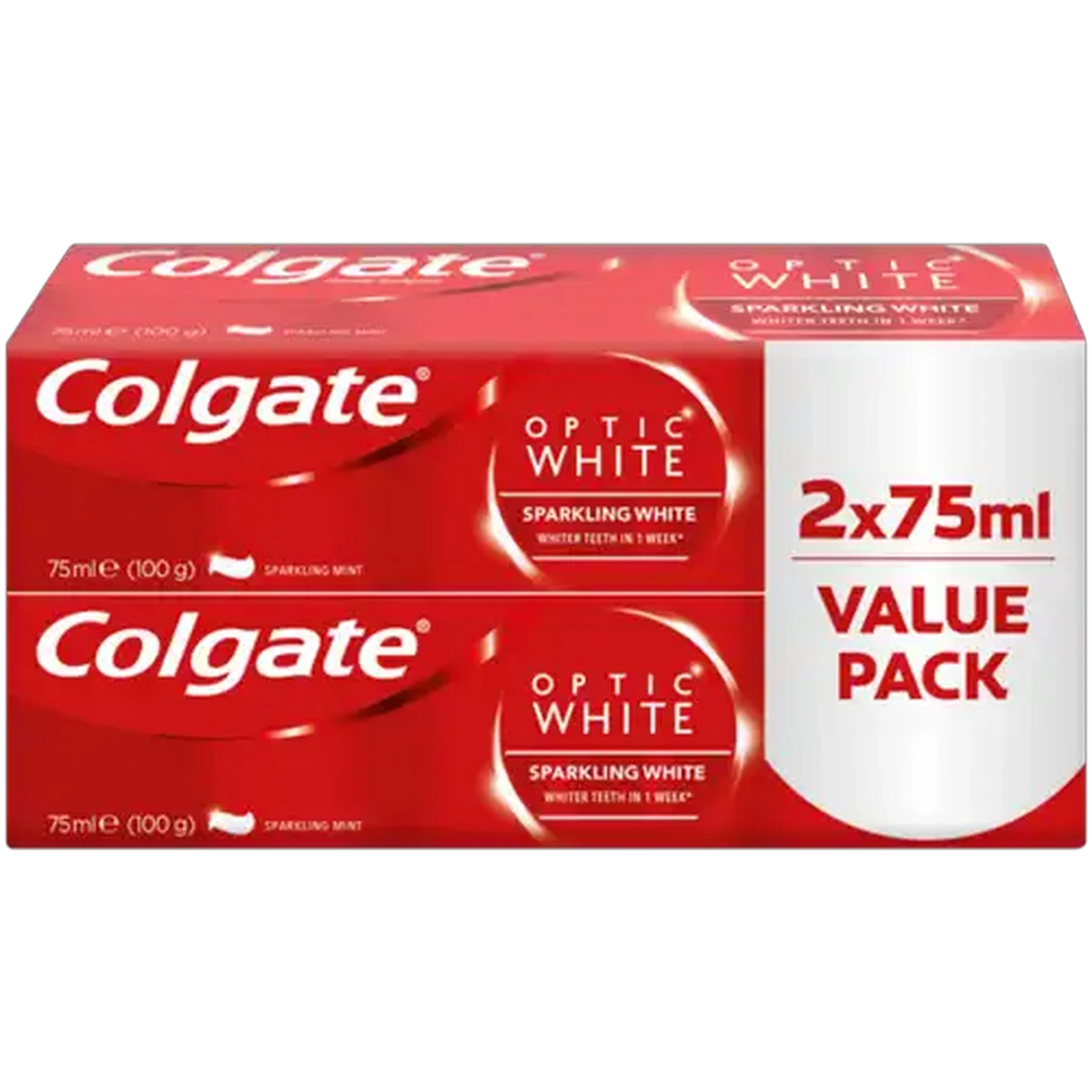 Image of Colgate Optic White Sparkling White Whitening Toothpaste 2 x 75ml