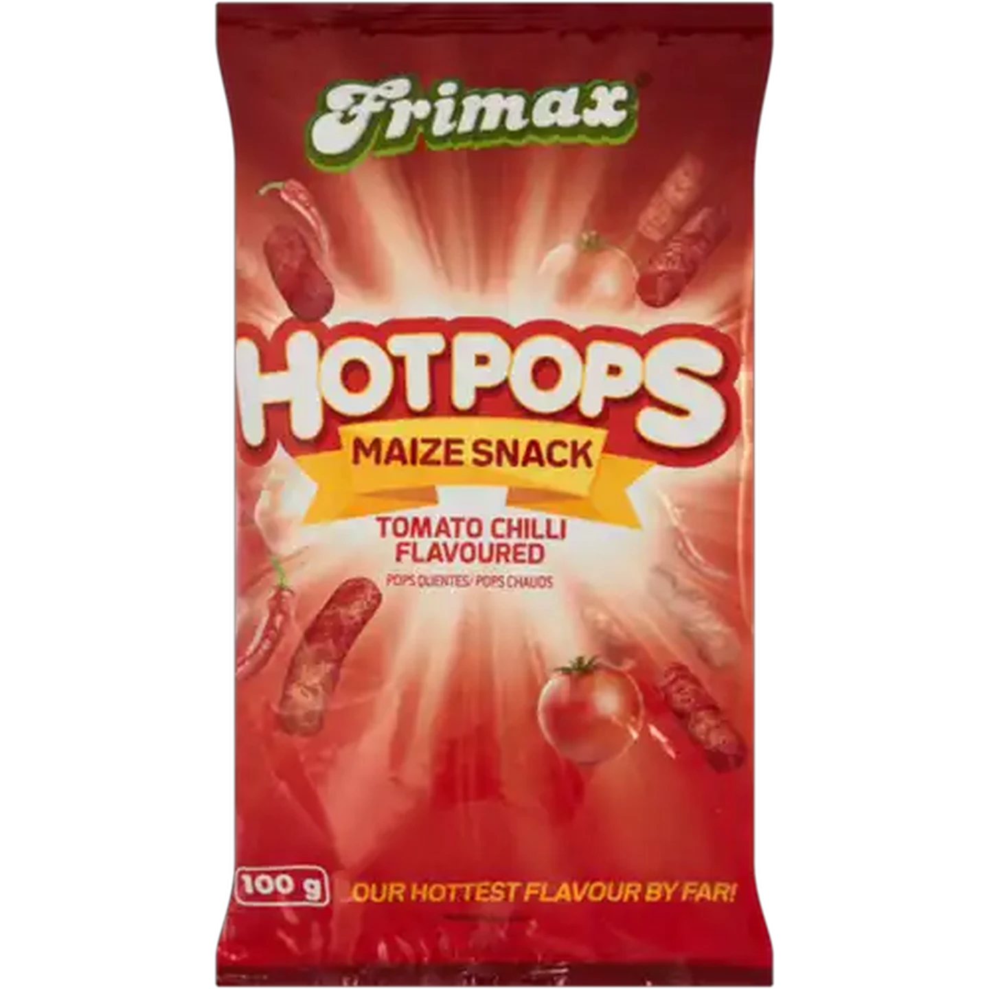Image of Frimax Hot Pops Tomato Chilli Flavoured Chips 100g