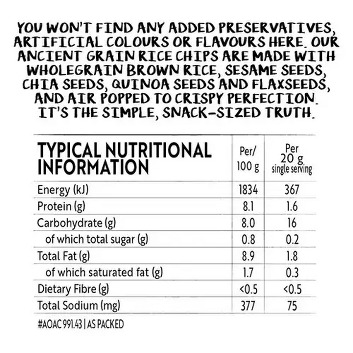 Image of Simple Truth Gluten Free Parmesan Flavoured Ancient Grain Rice Chips 20g