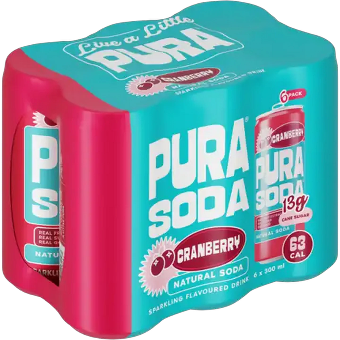 Image of PURA Soda Cranberry Flavoured Sparkling Drink 6 x 300ml