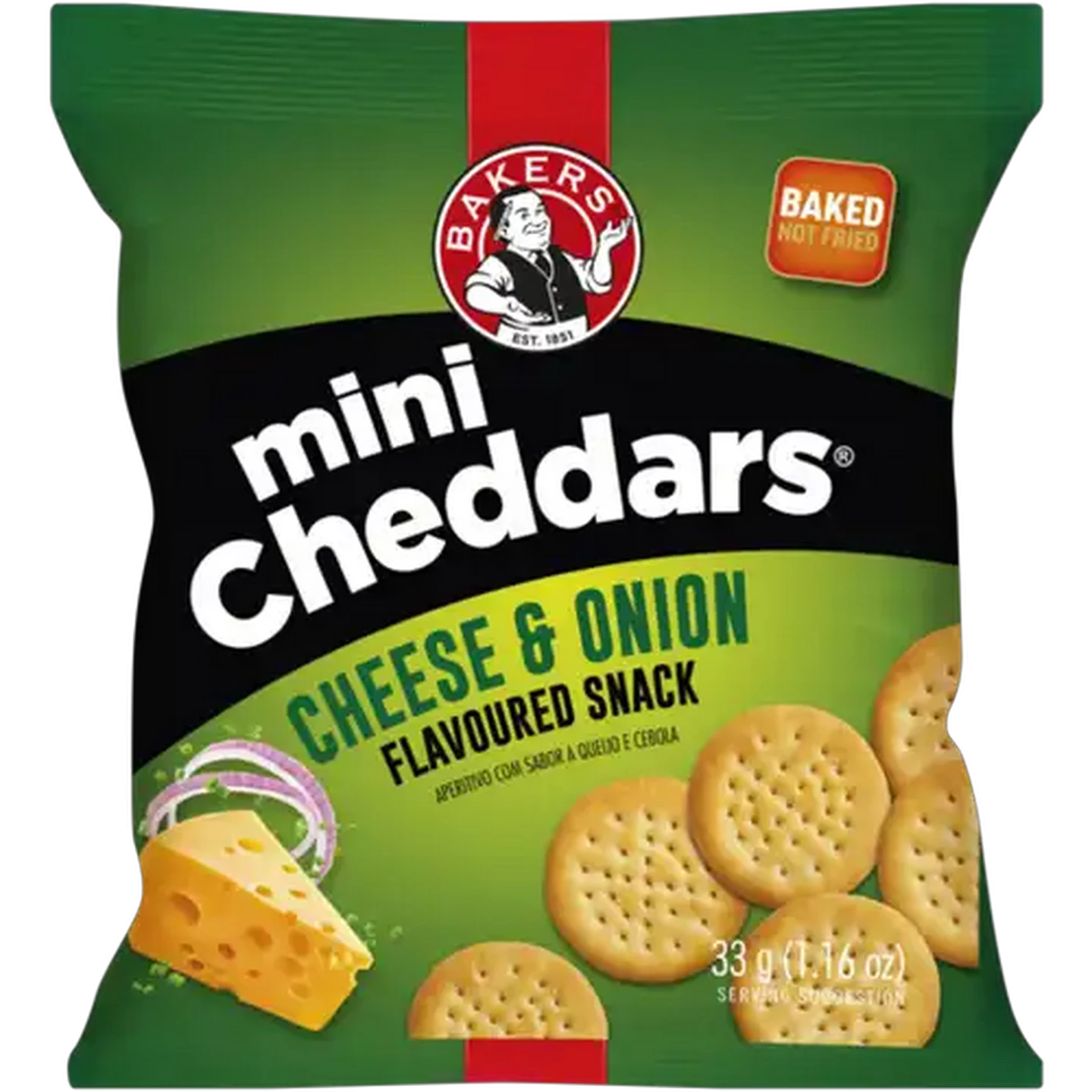 Image of Bakers Mini Cheddars Cheese & Onion Flavoured Snack 33g