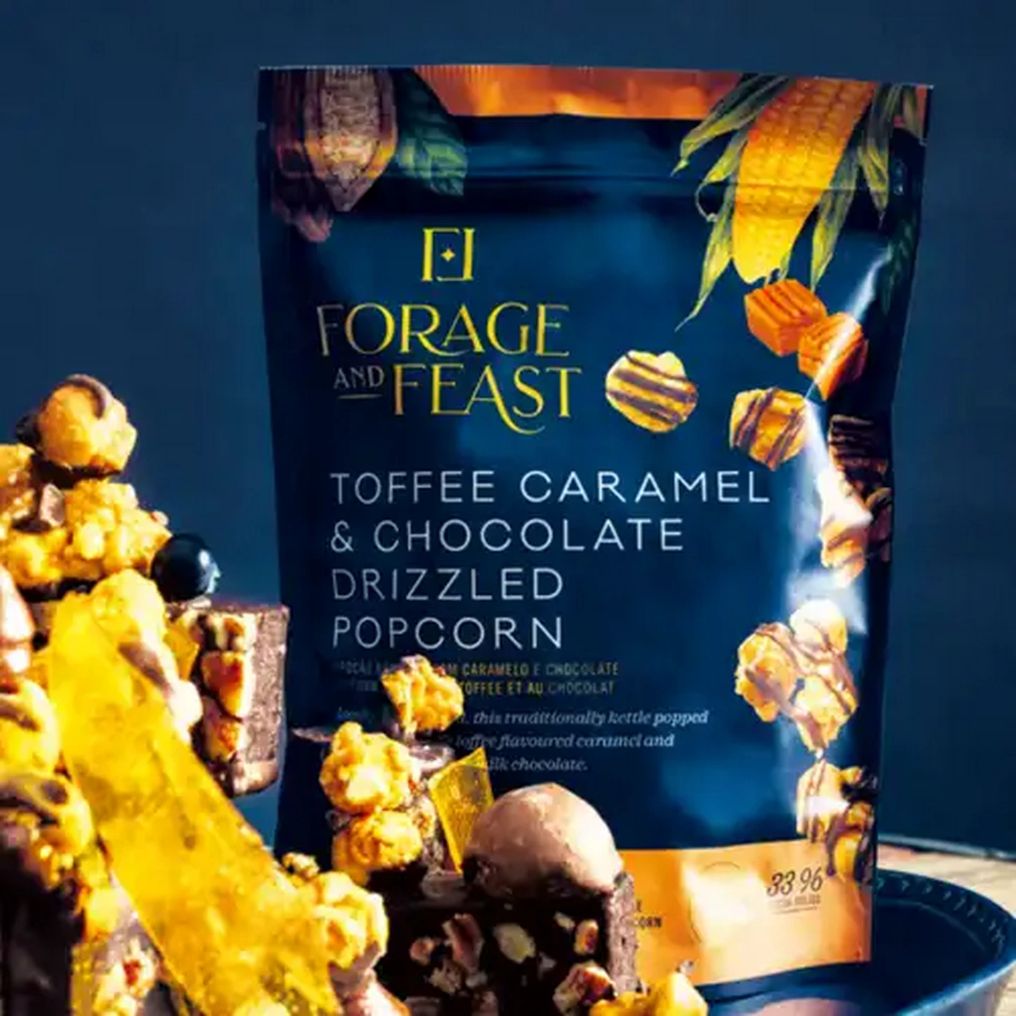 Image of Forage And Feast Toffee Caramel & Chocolate Drizzled Popcorn 125g