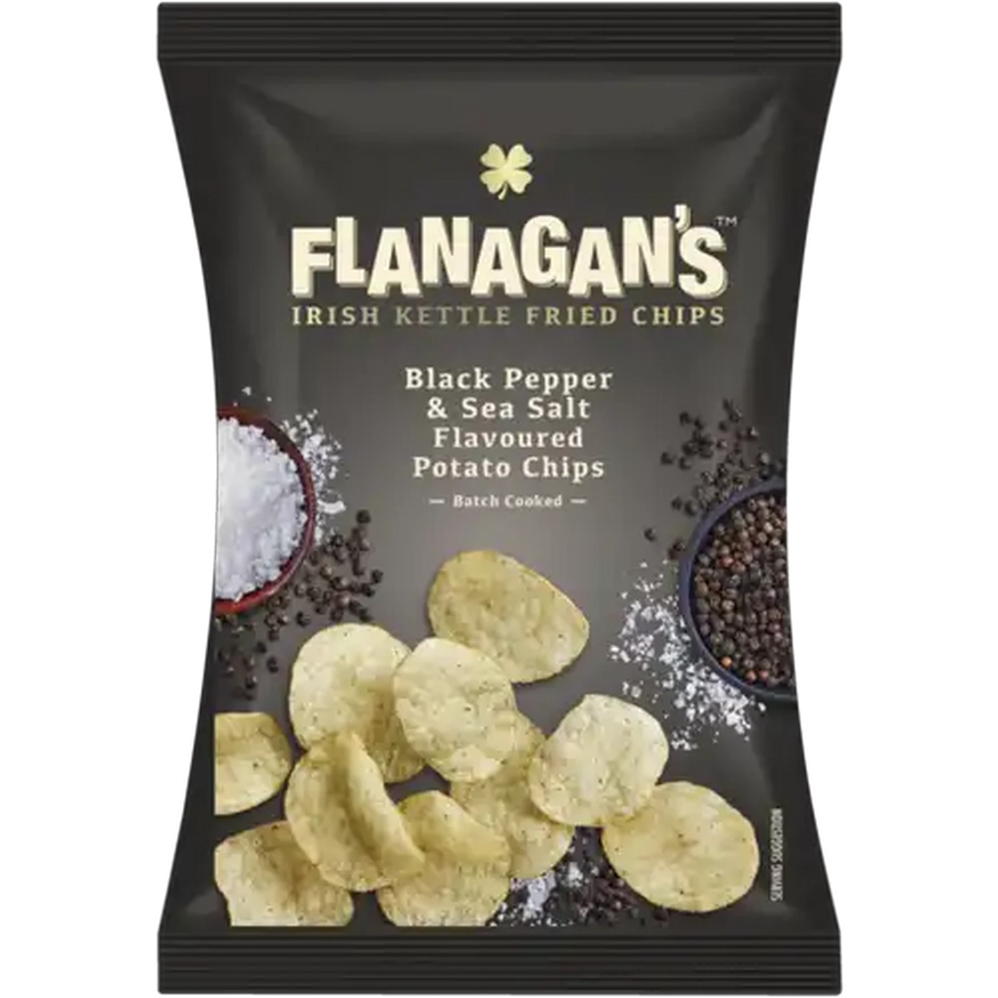 Image of Flanagan's Moreish Irish Blarney Black Pepper & Sea Salt Flavoured Kettle Fried Chips 120g
