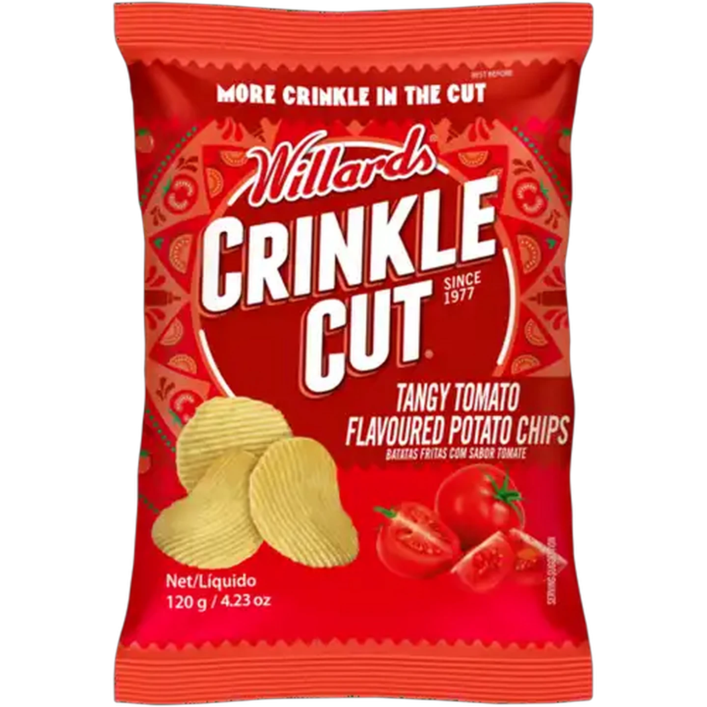 Image of Willards Crinkle Cut Tomato Flavoured Potato Chips 120g