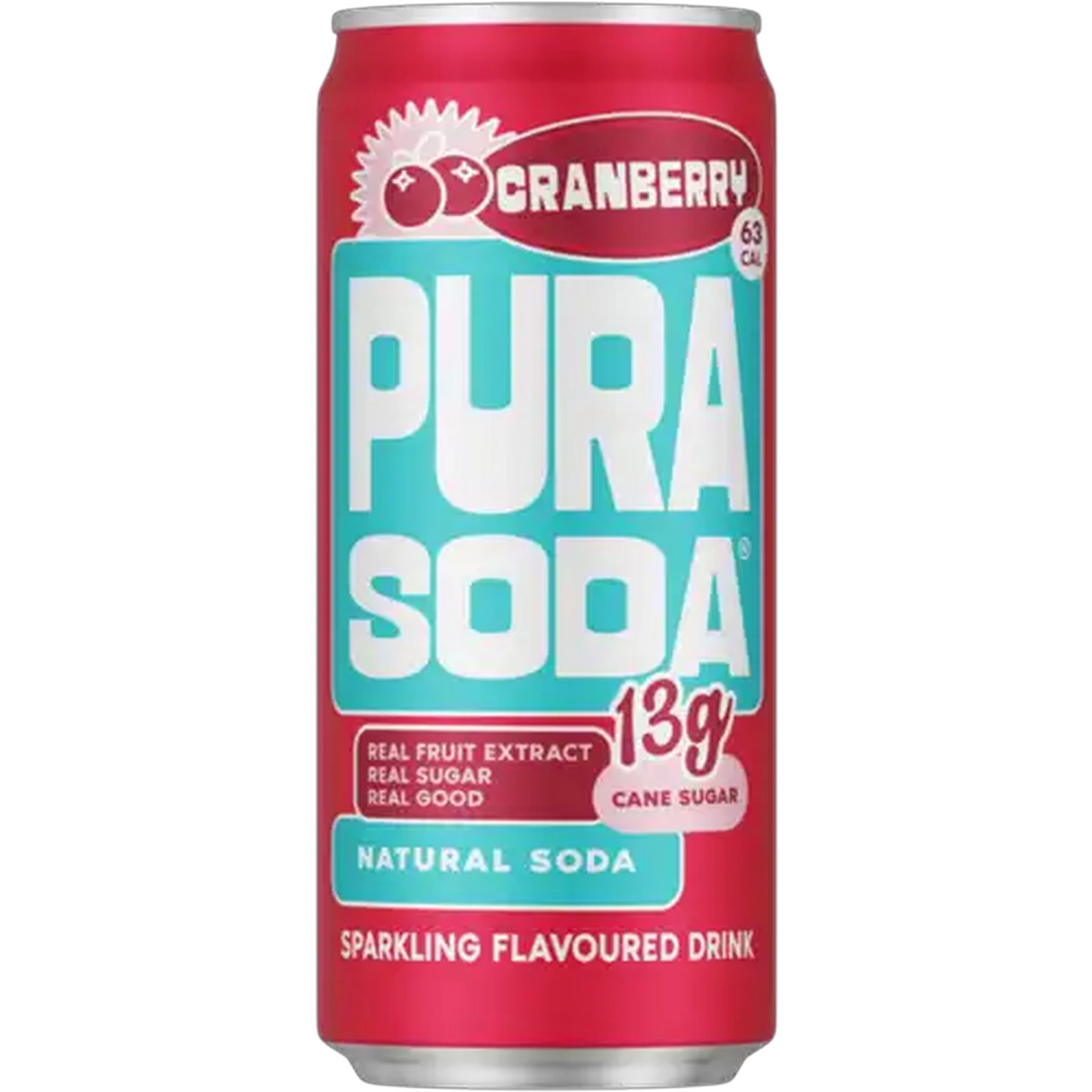 Image of PURA Soda Cranberry Sparkling Flavoured Soft Drink Can 300ml