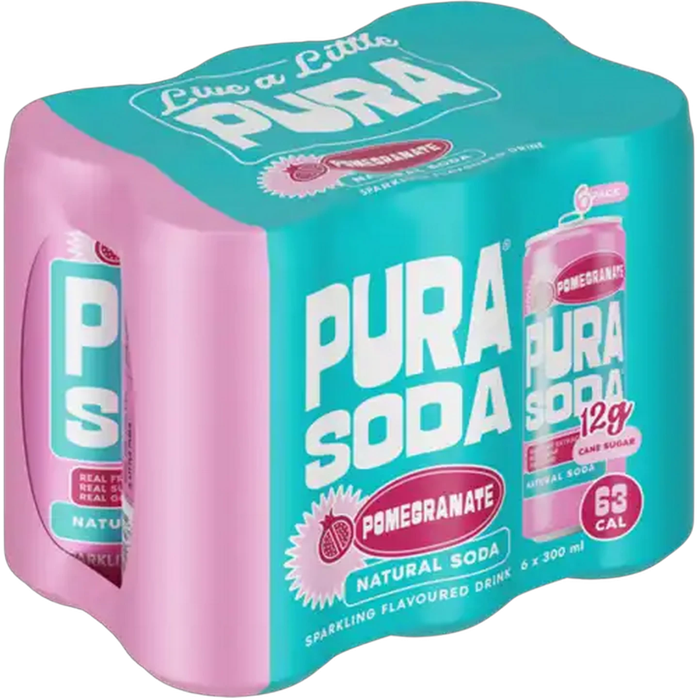 Image of PURA Soda Pomegranate Flavoured Sparkling Drink 6 x 300ml