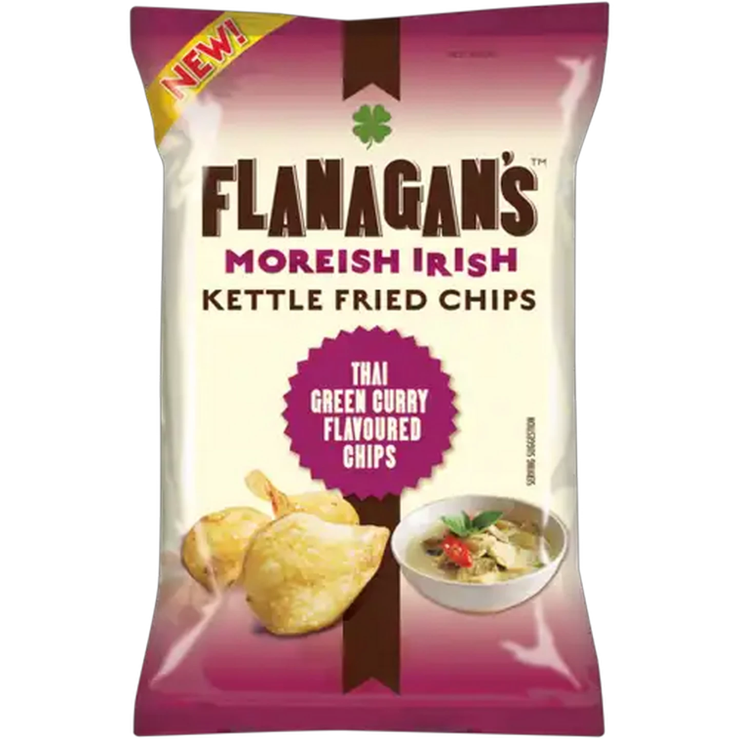Image of Flanagan's Moreish Irish Thai Green Curry Flavoured Kettle Fried Potato Chips 120g
