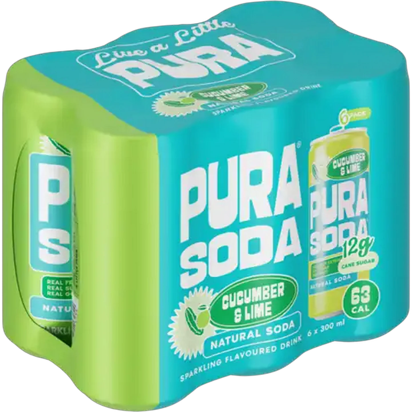 Image of PURA Soda Cucumber & Lime Flavoured Sparkling Drink 6 x 300ml