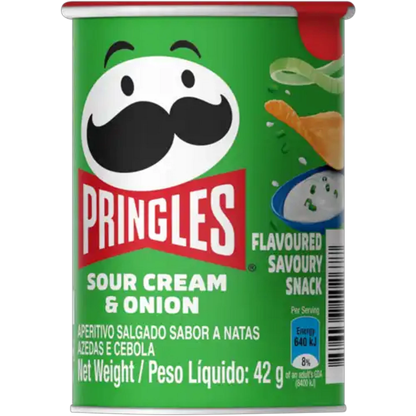 Image of Pringles Sour Cream & Onion Flavoured Canned Chips 42g