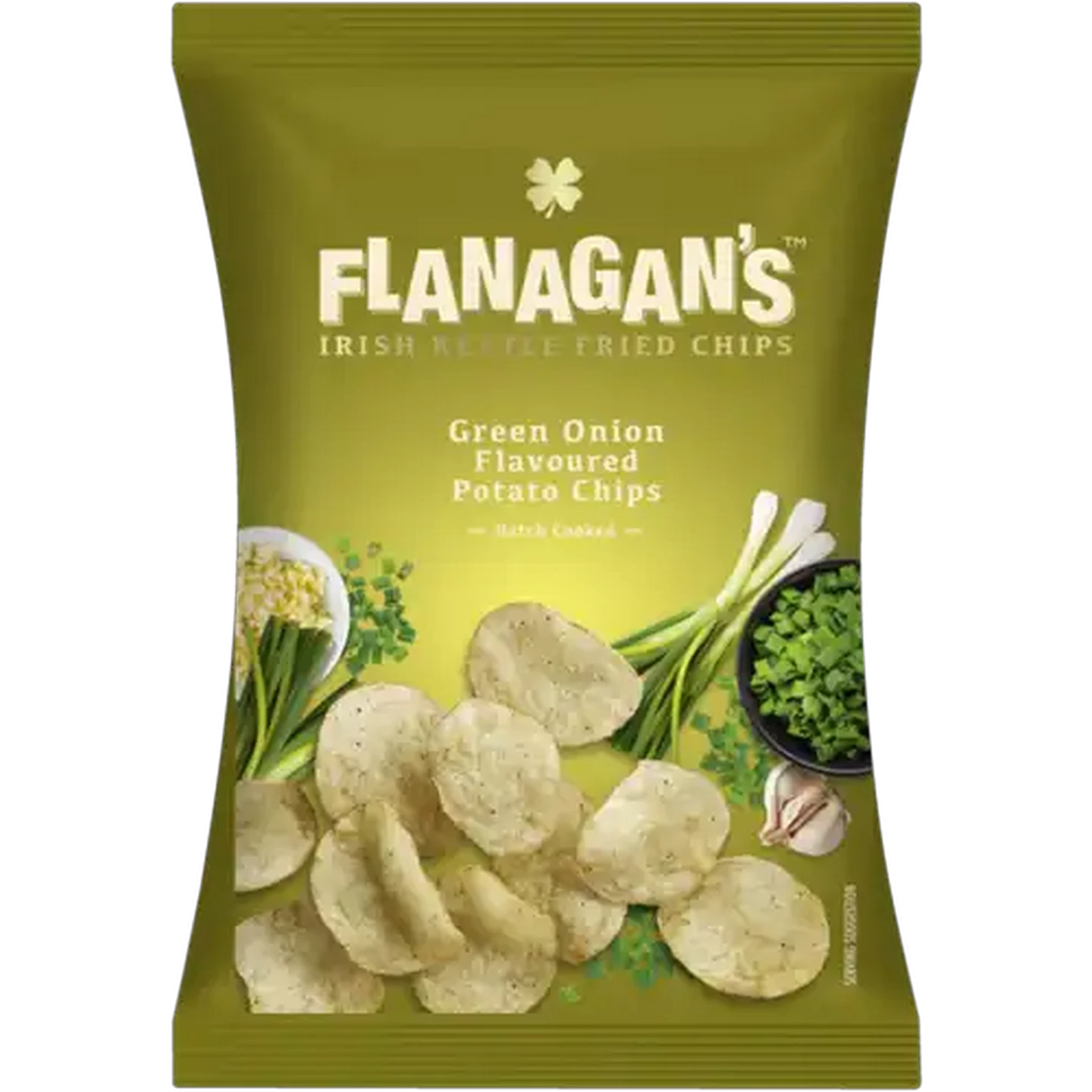 Image of Flanagan's Moreish Irish Gaelic Green Onion Flavoured Kettle Fried Chips 120g