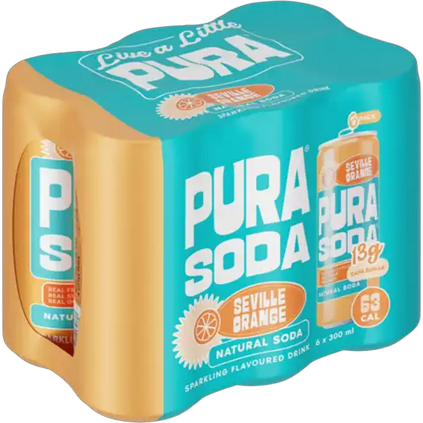 Image of PURA Soda Seville Orange Flavoured Sparkling Drink 6 x 300ml