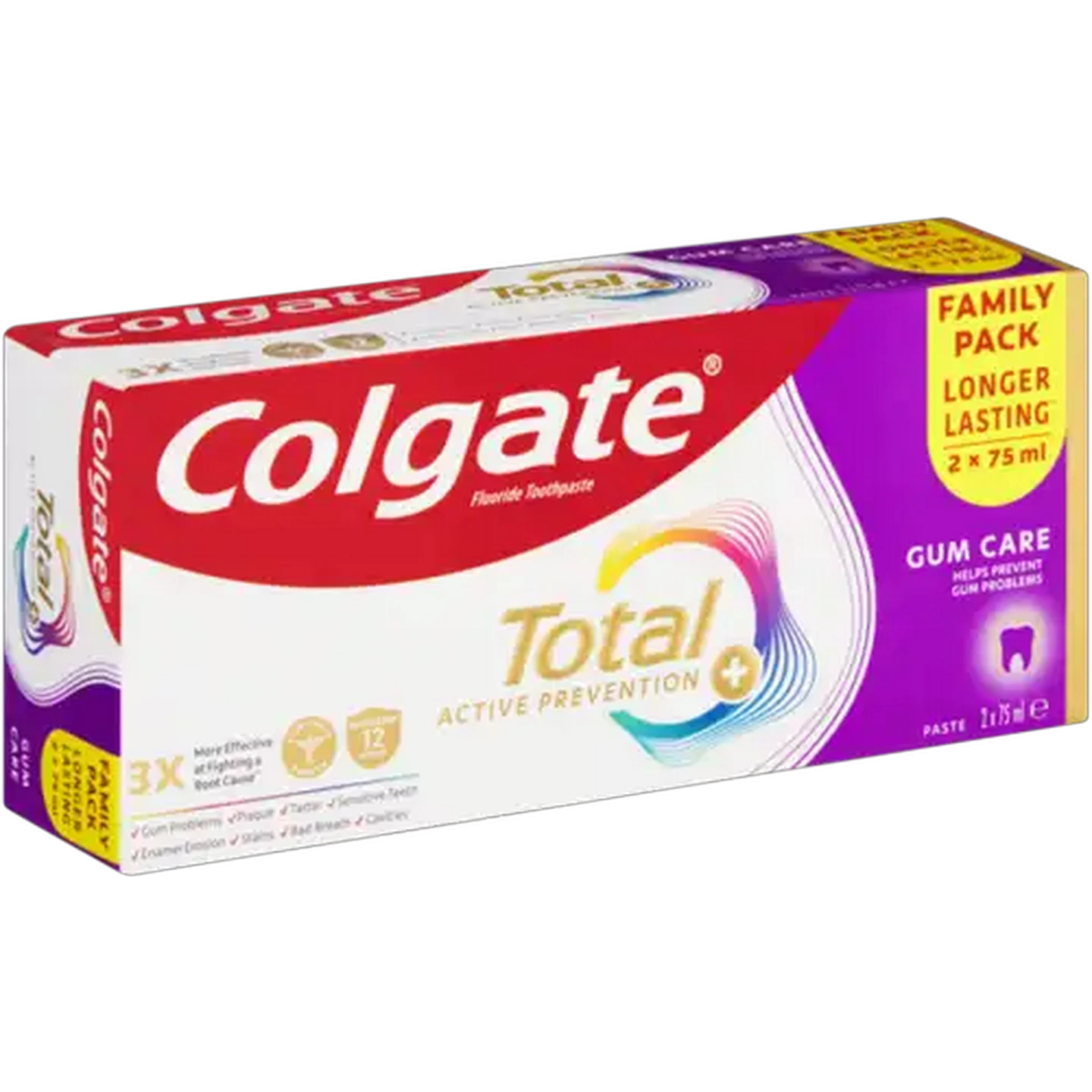 Image of Colgate Total Active Prevention Gum Care Fluoride Toothpaste 2 x 75ml