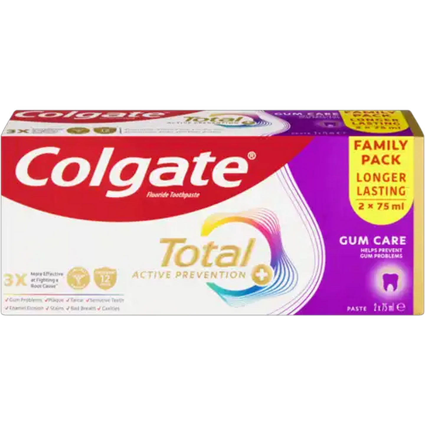 Image of Colgate Total Active Prevention Gum Care Fluoride Toothpaste 2 x 75ml