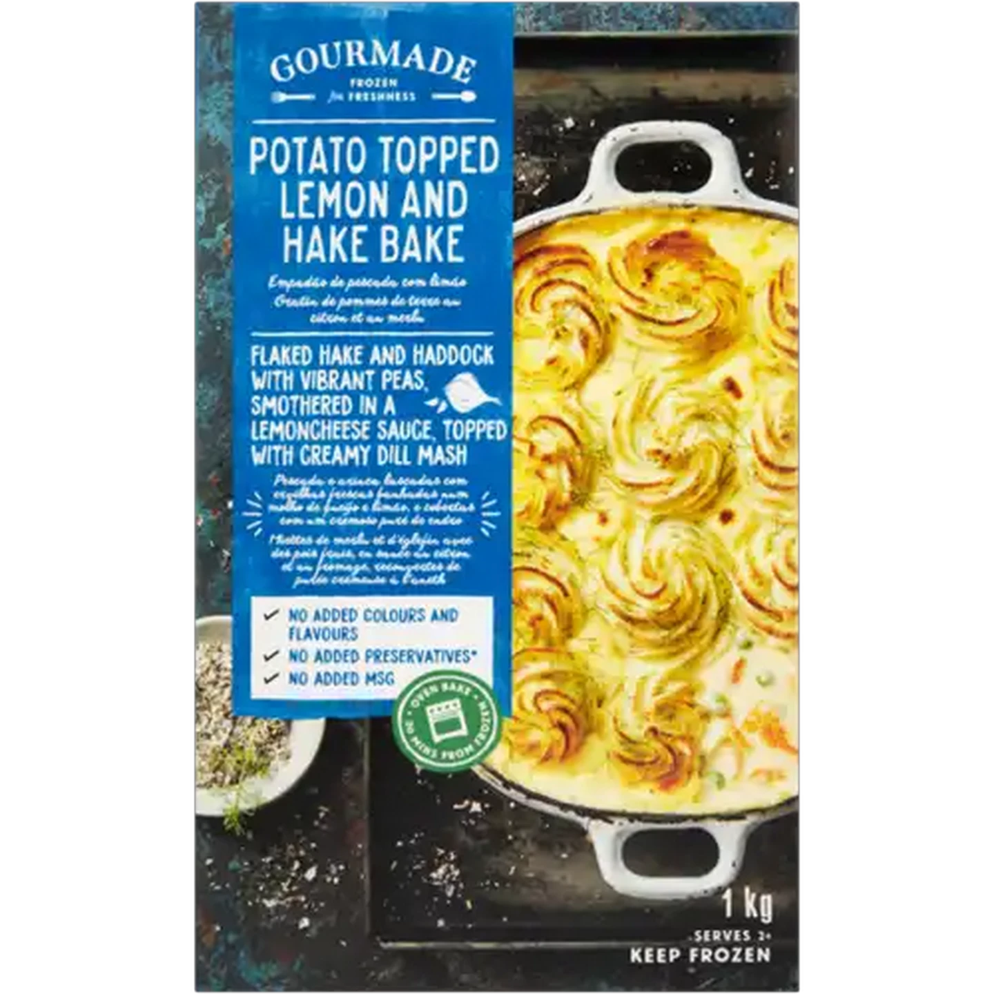 Image of Gourmade Frozen Potato Topped Lemon And Hake Bake Ready Meal 1kg