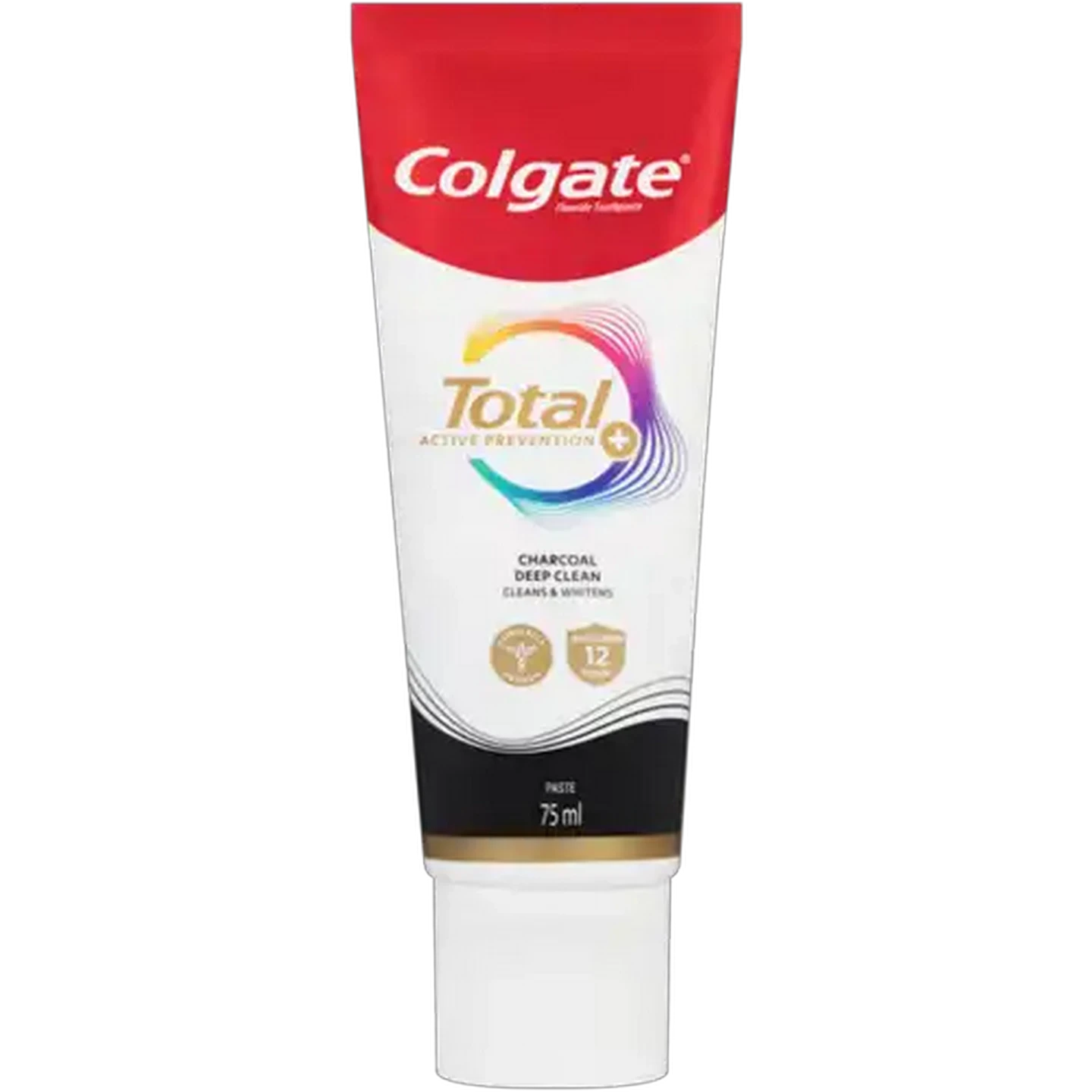 Image of Colgate Total Active Prevention Charcoal Deep Clean Fluoride Toothpaste 2 x 75ml