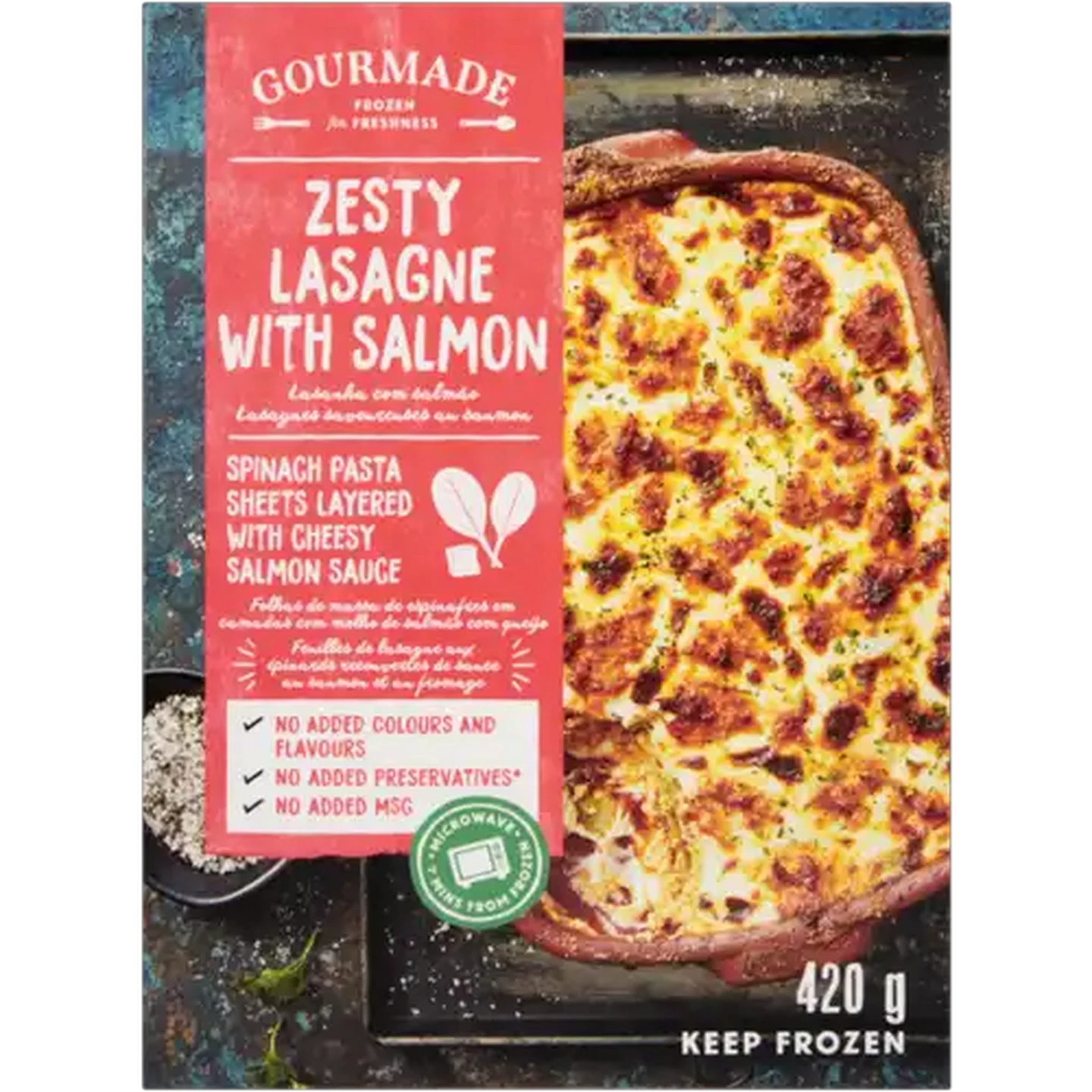 Image of Gourmade Frozen Zesty Lasagne With Salmon Ready Meal 420g