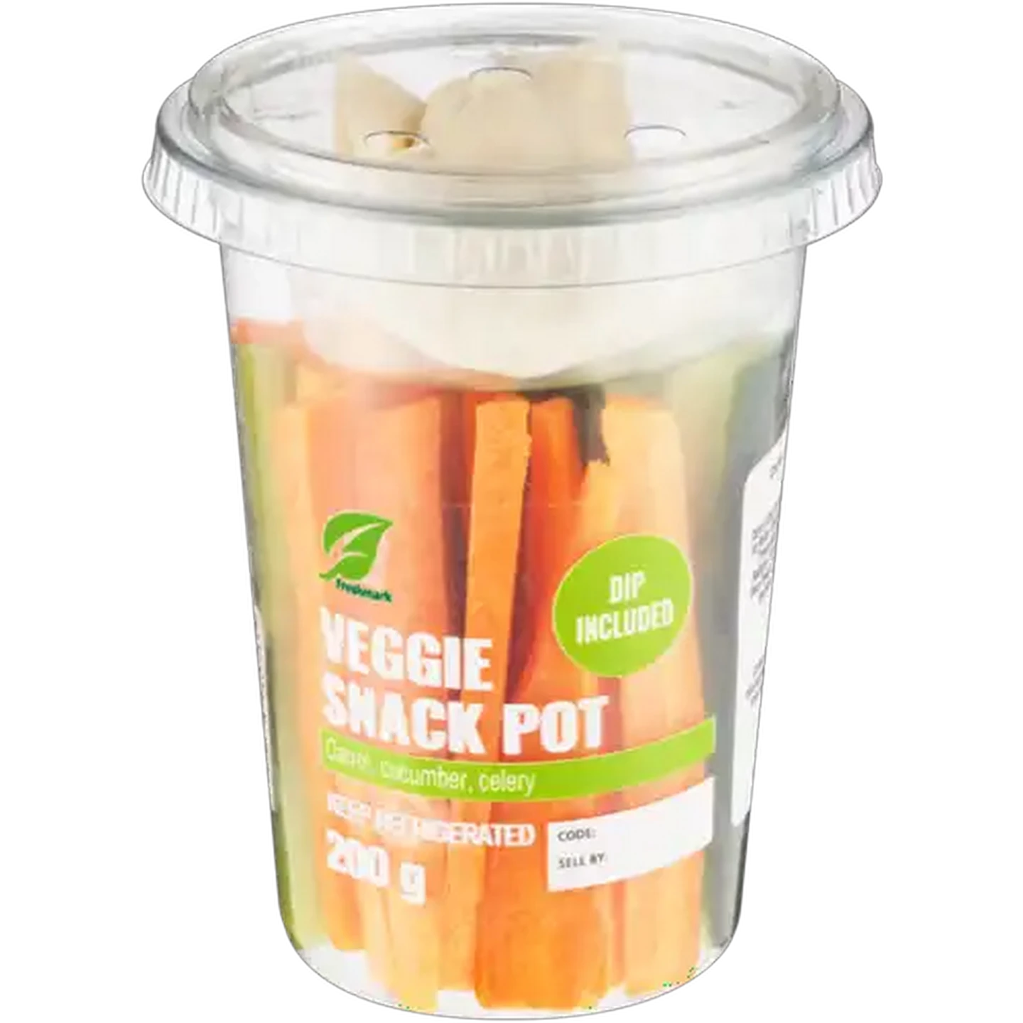 Image of Carrot, Cucumber & Celery Veggie Snack Pot With Dip 200g