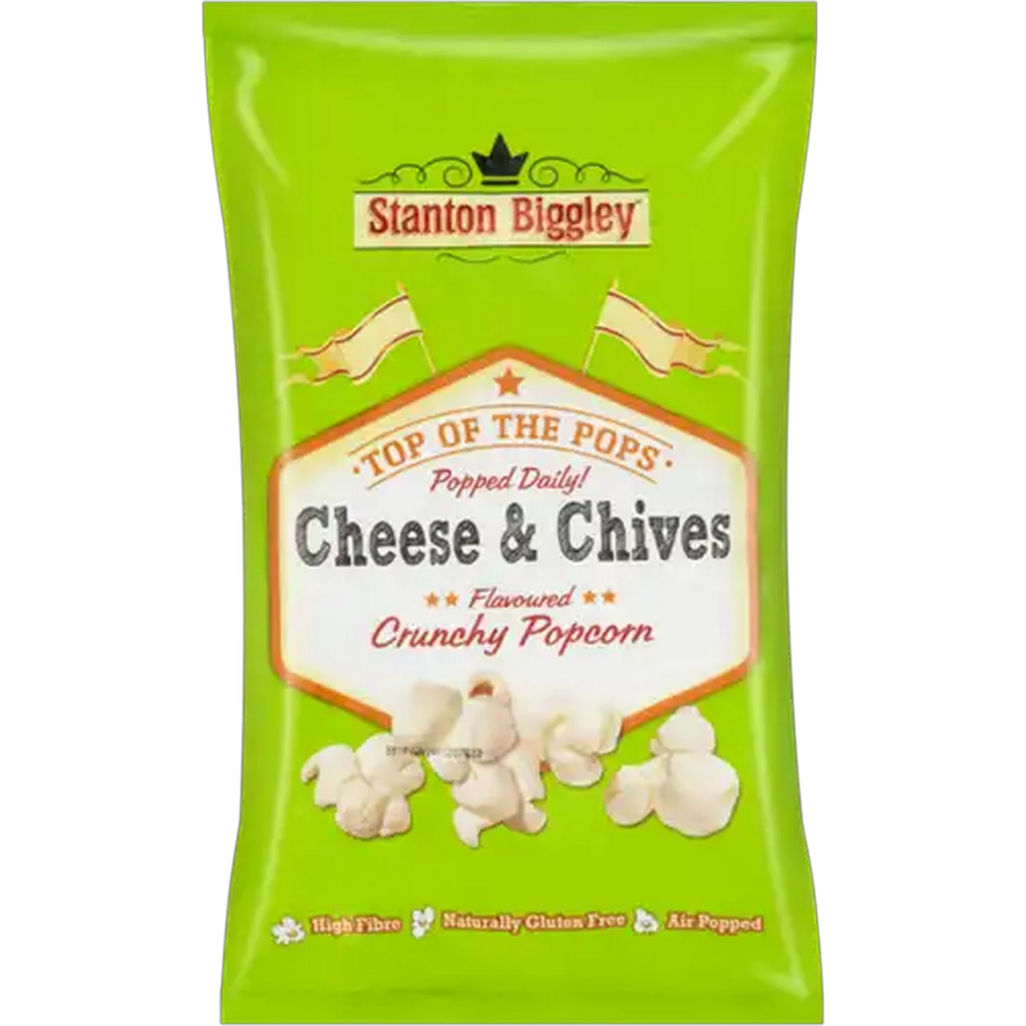 Image of Stanton Biggley Cheese & Chives Flavoured Crunchy Popcorn 90g