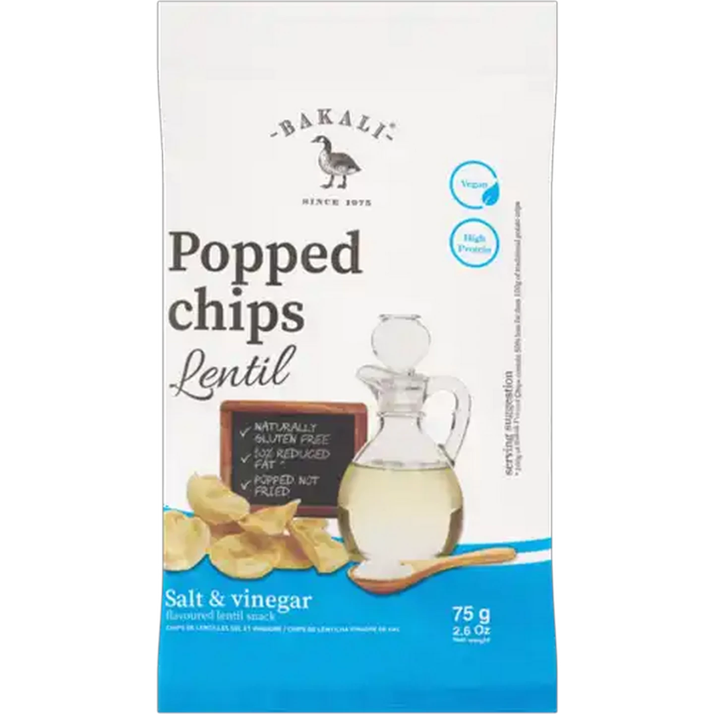 Image of Bakali Salt & Vinegar Flavoured Lentil Popped Chips 85g