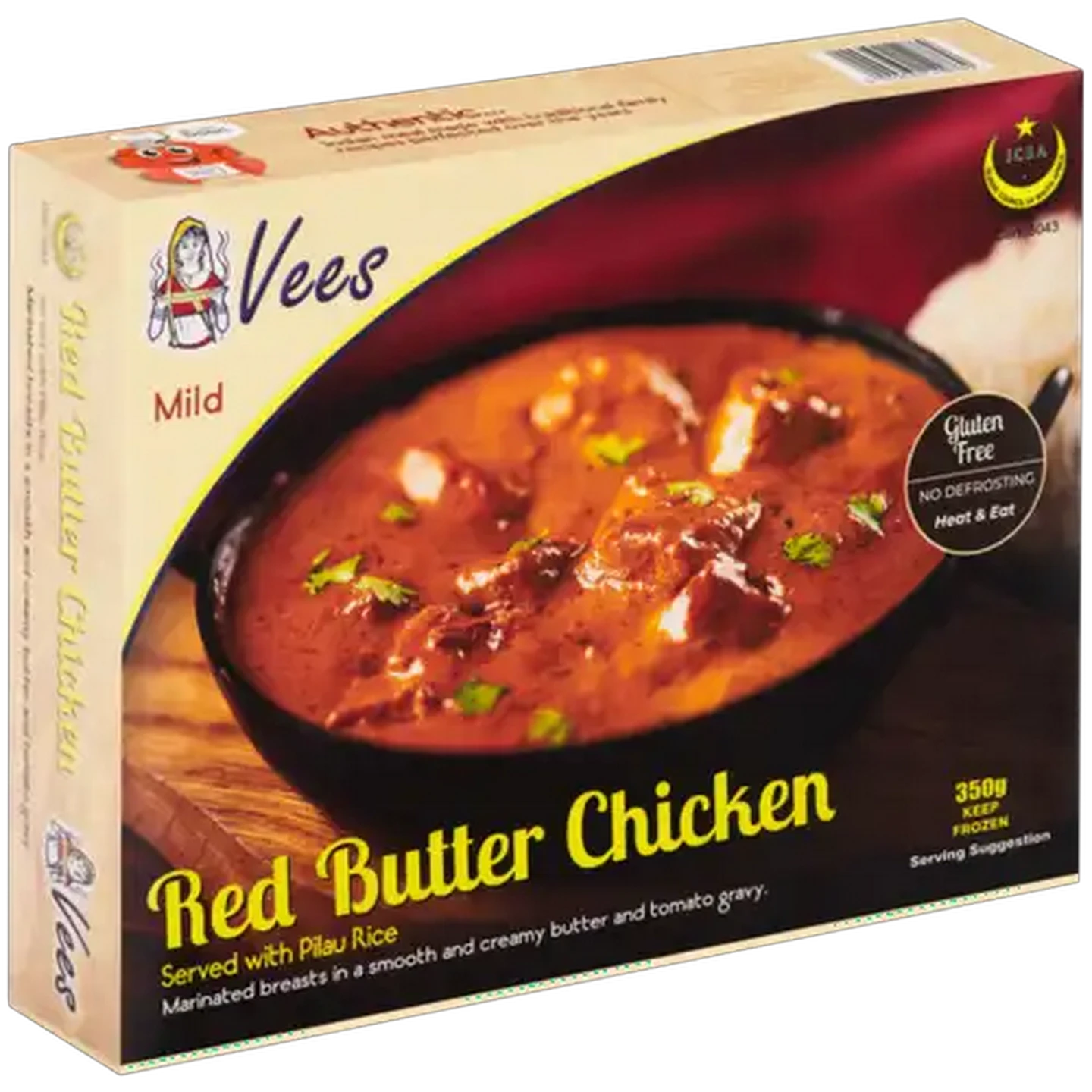 Image of Vees Frozen Mild Red Butter Chicken With Pilau Rice 350g