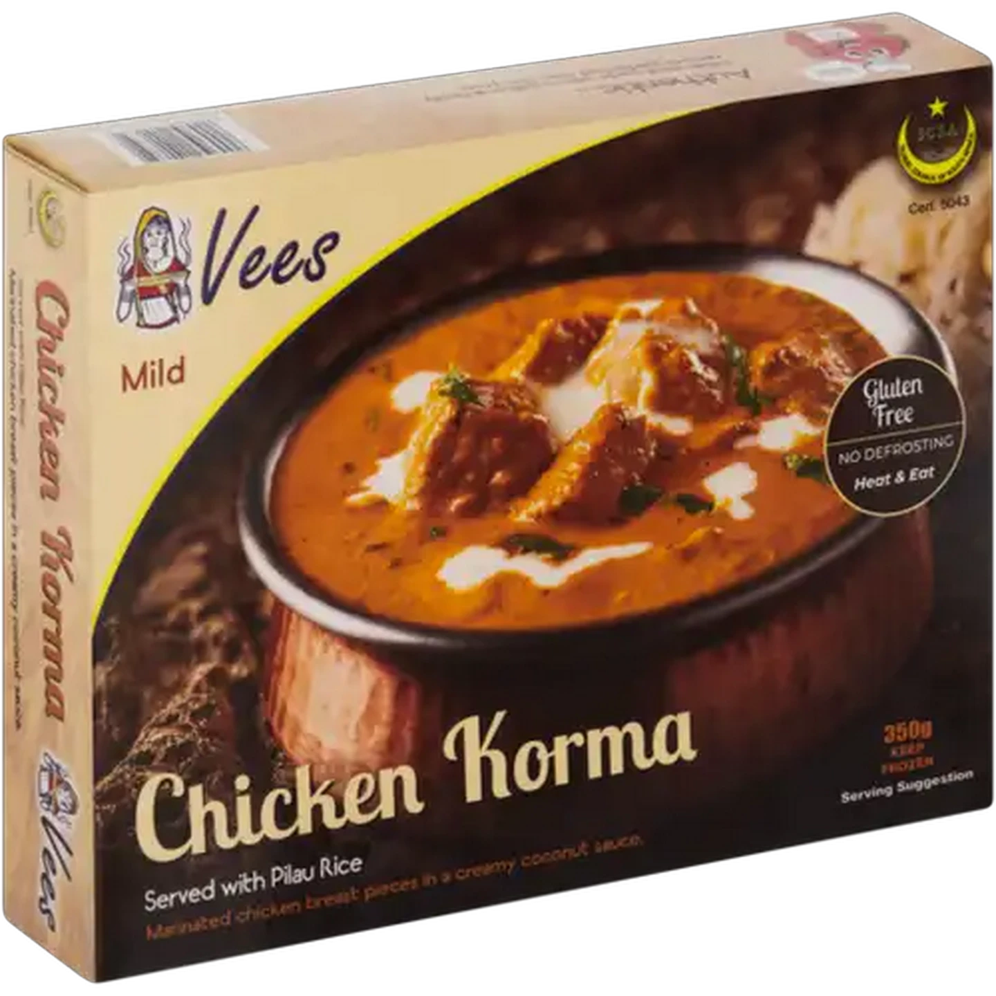 Image of Vees Frozen Mild Chicken Korma With Pilau Rice 350g