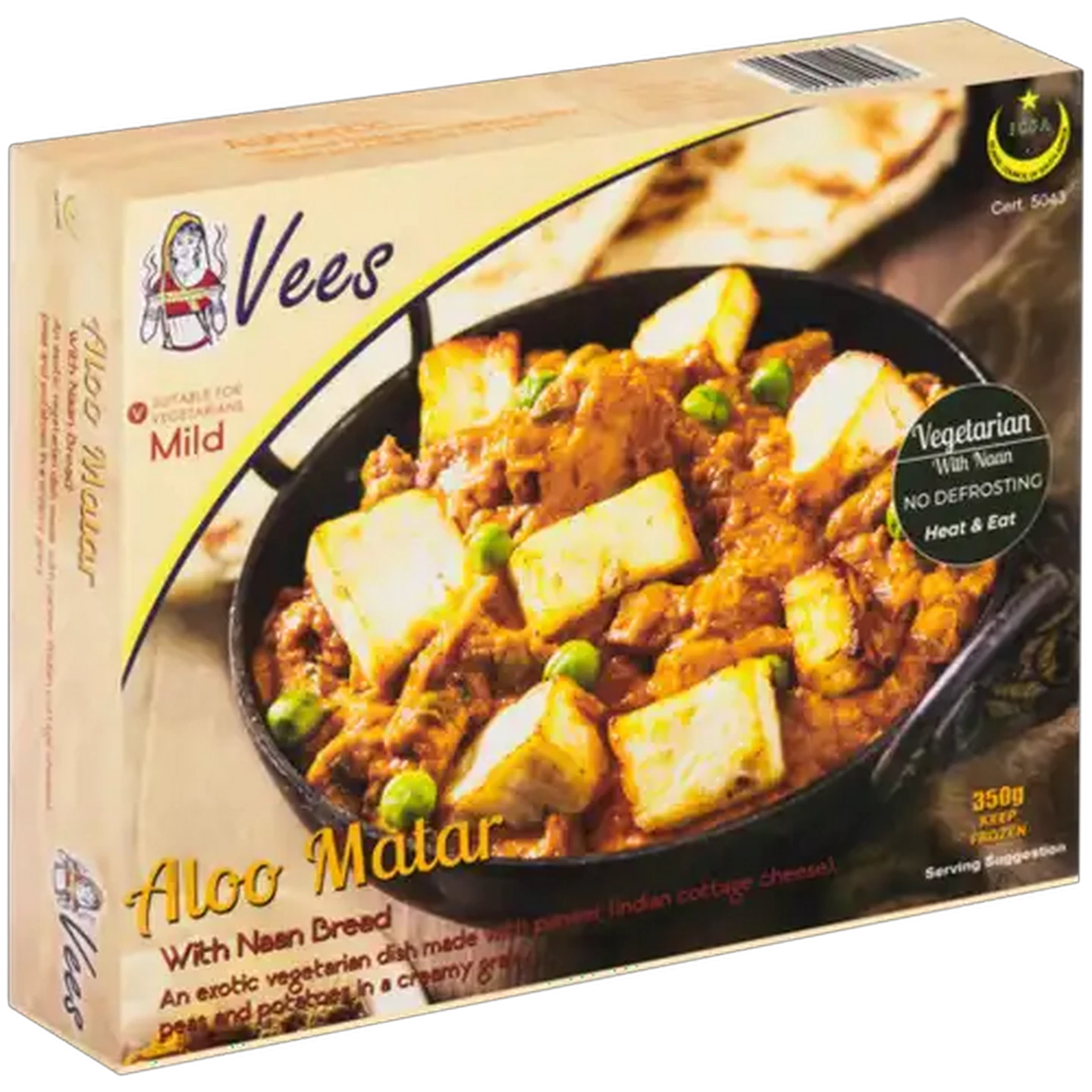 Image of Vees Frozen Mild Aloo Matar With Naan Bread 350g