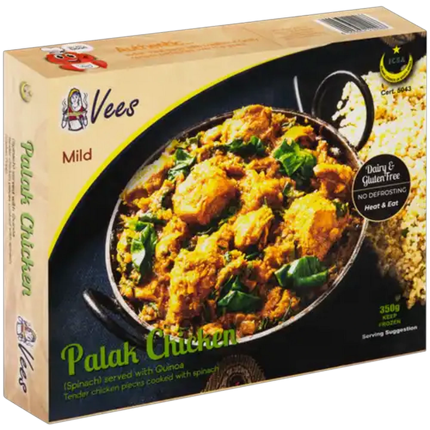 Image of Vees Frozen Mild Palak Chicken With Spinach & Quinoa 350g