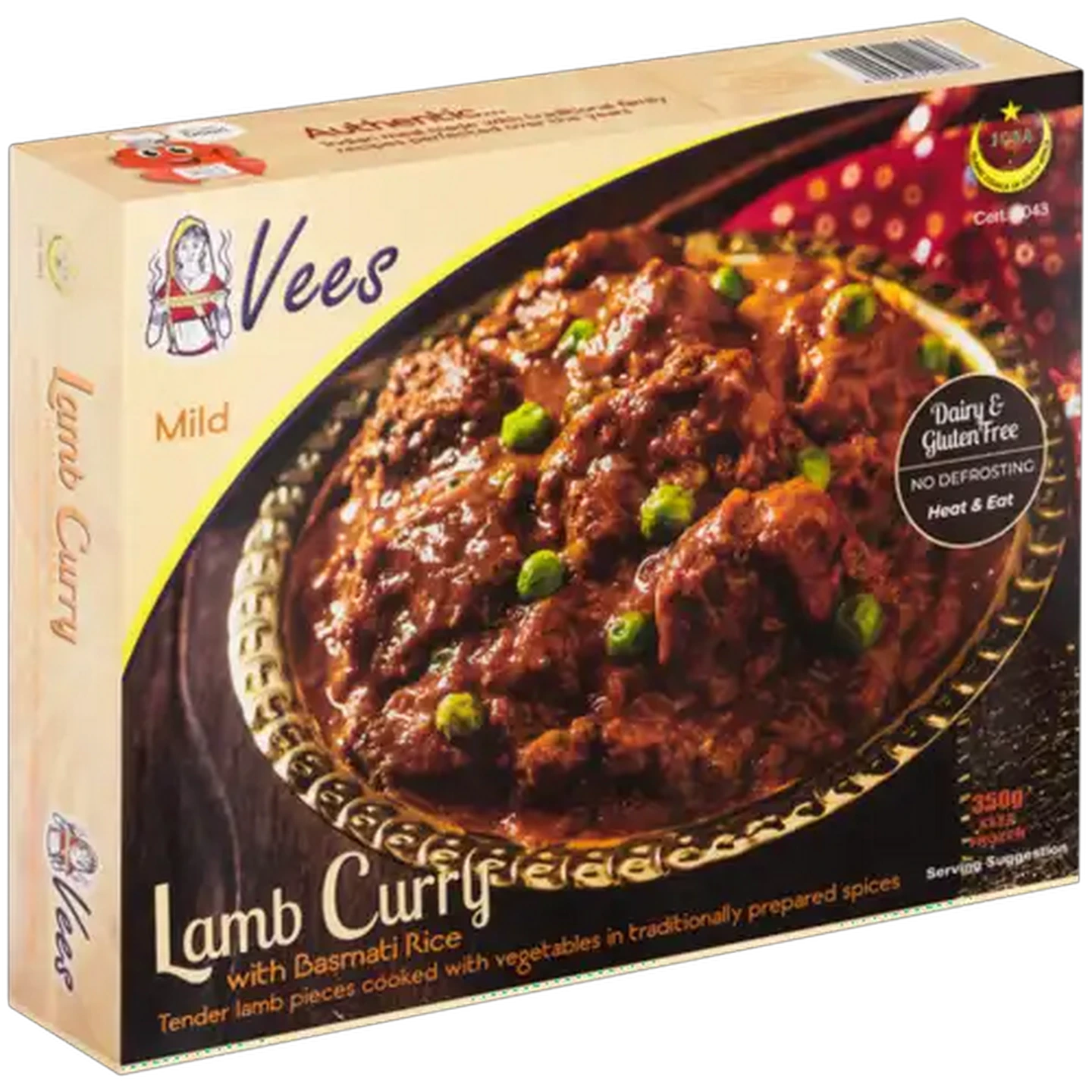 Image of Vees Frozen Mild Lamb Curry With Basmati Rice 350g