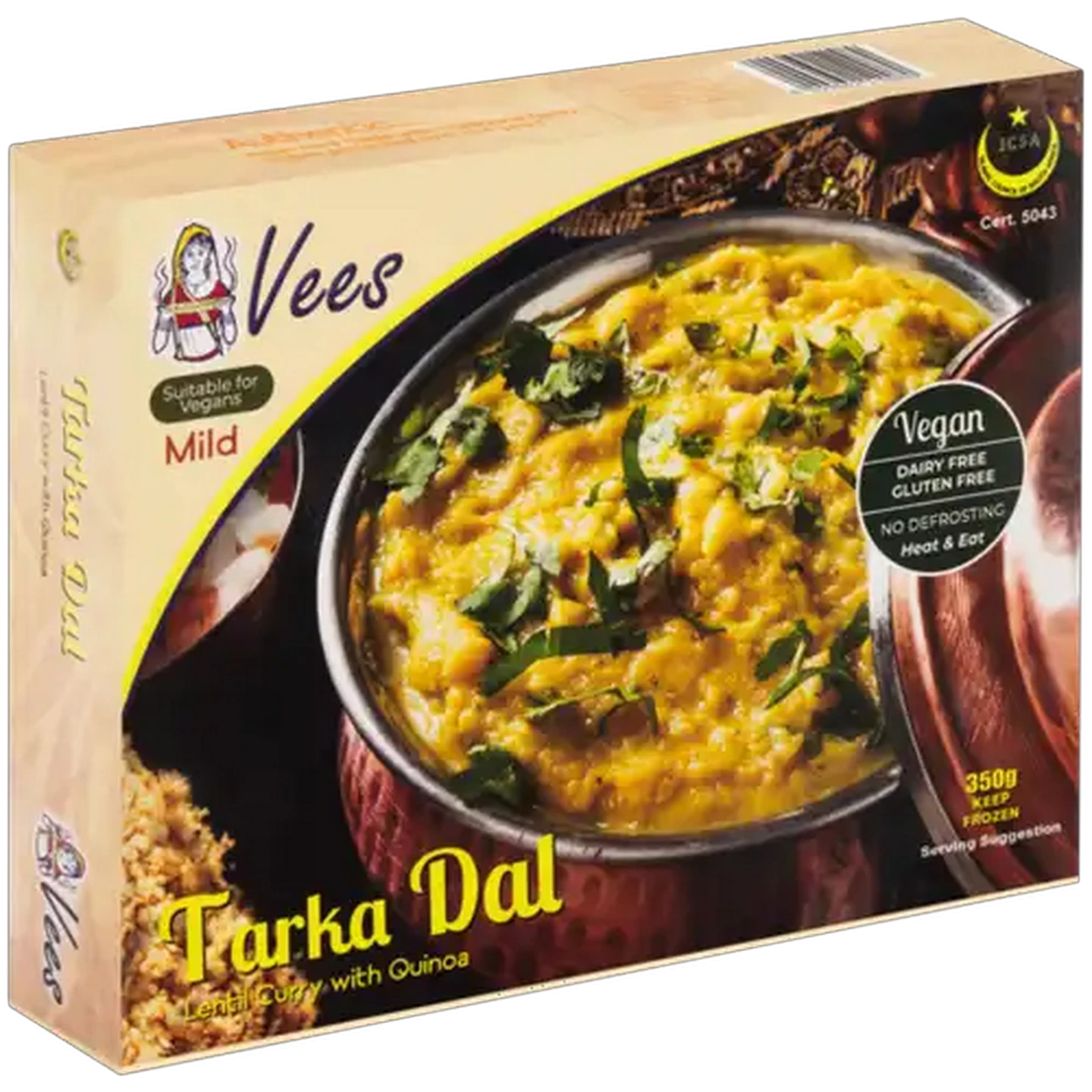 Image of Vees Frozen Mild Tarka Dal Lentil Curry With Quinoa 350g