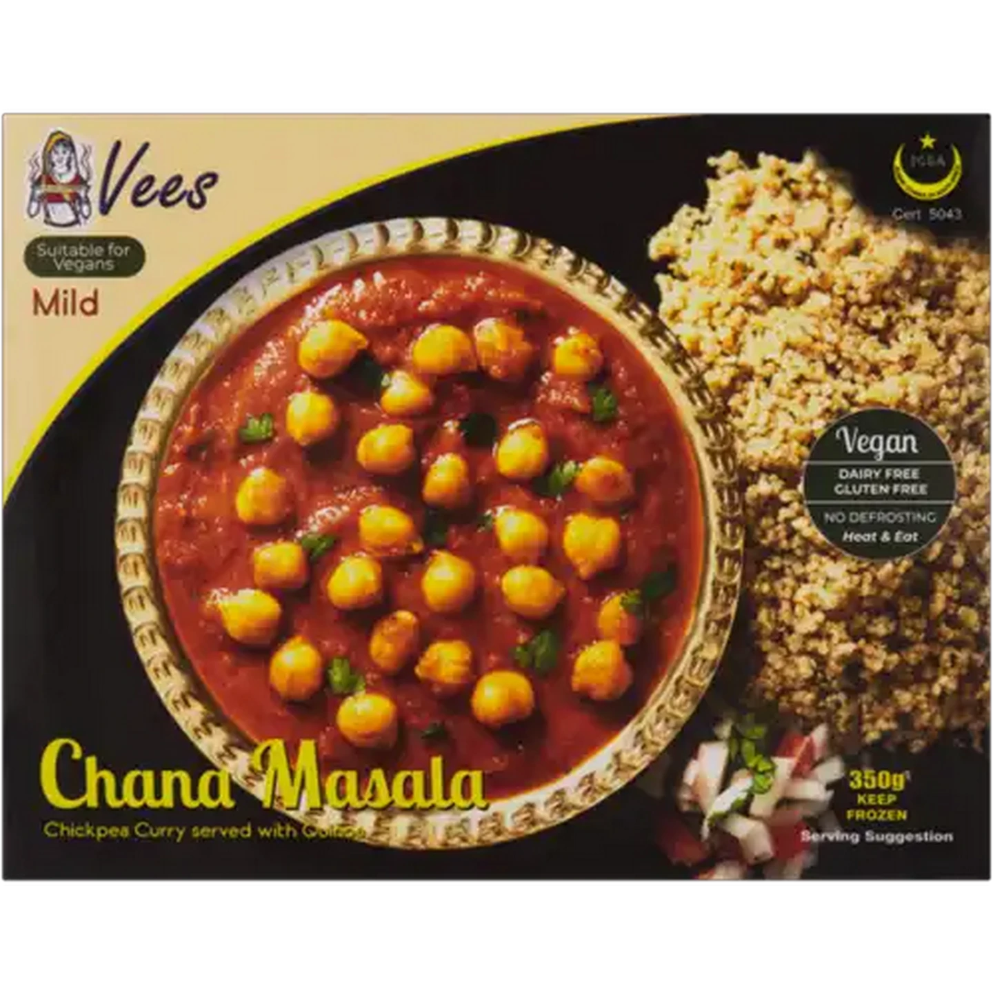 Image of Vees Frozen Mild Chana Masala Chickpea Curry With Quinoa 350g
