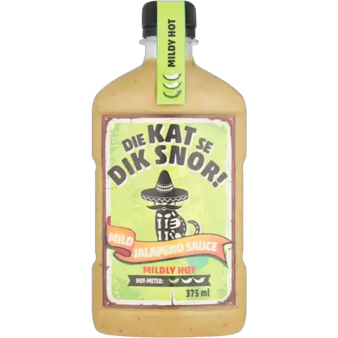 Image of Die Kat Se Dik Snor! Mildly Hot Jalapeno Sauce 375ml