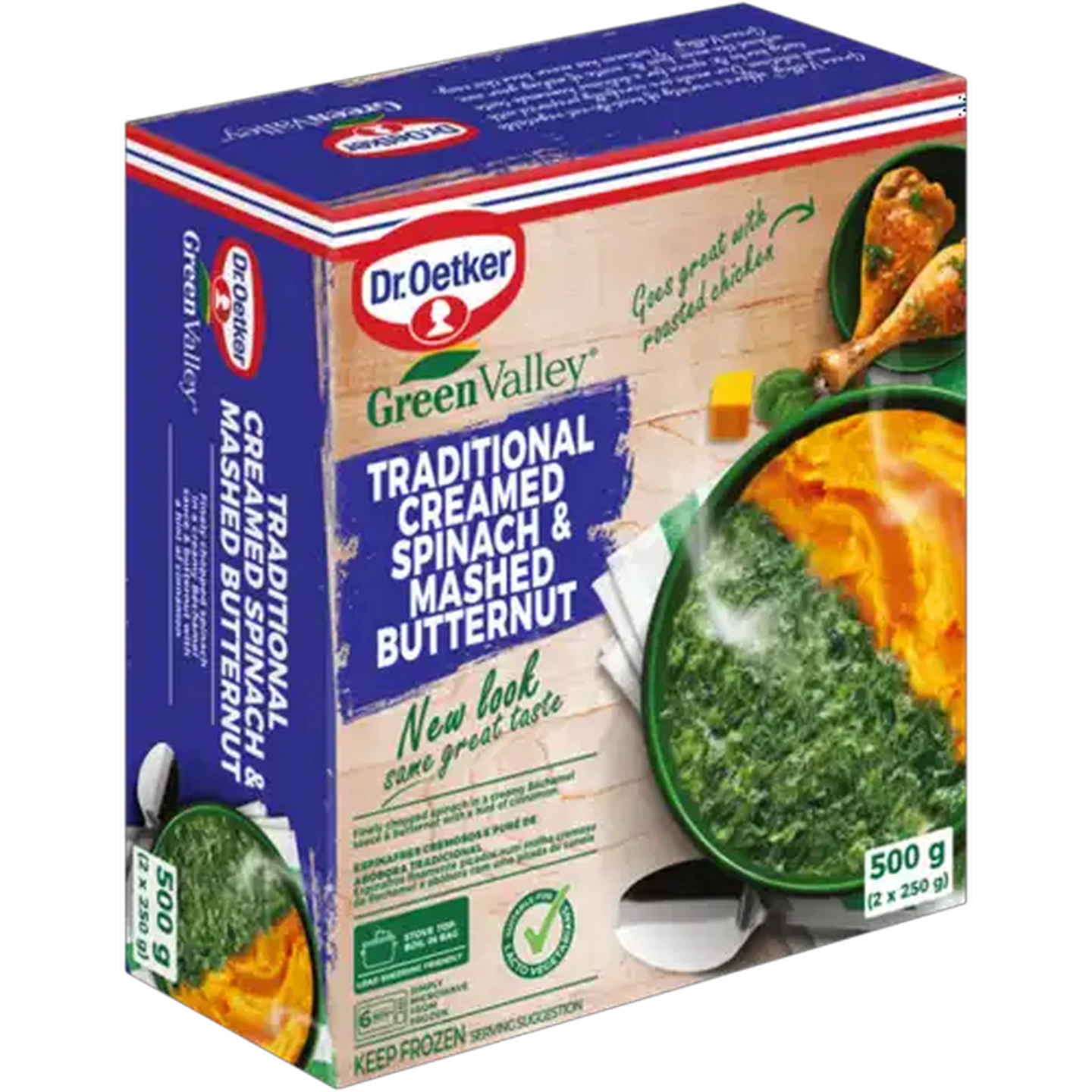 Image of Dr. Oetker Green Valley Frozen Traditional Creamed Spinach & Mashed Butternut 2 x 250g
