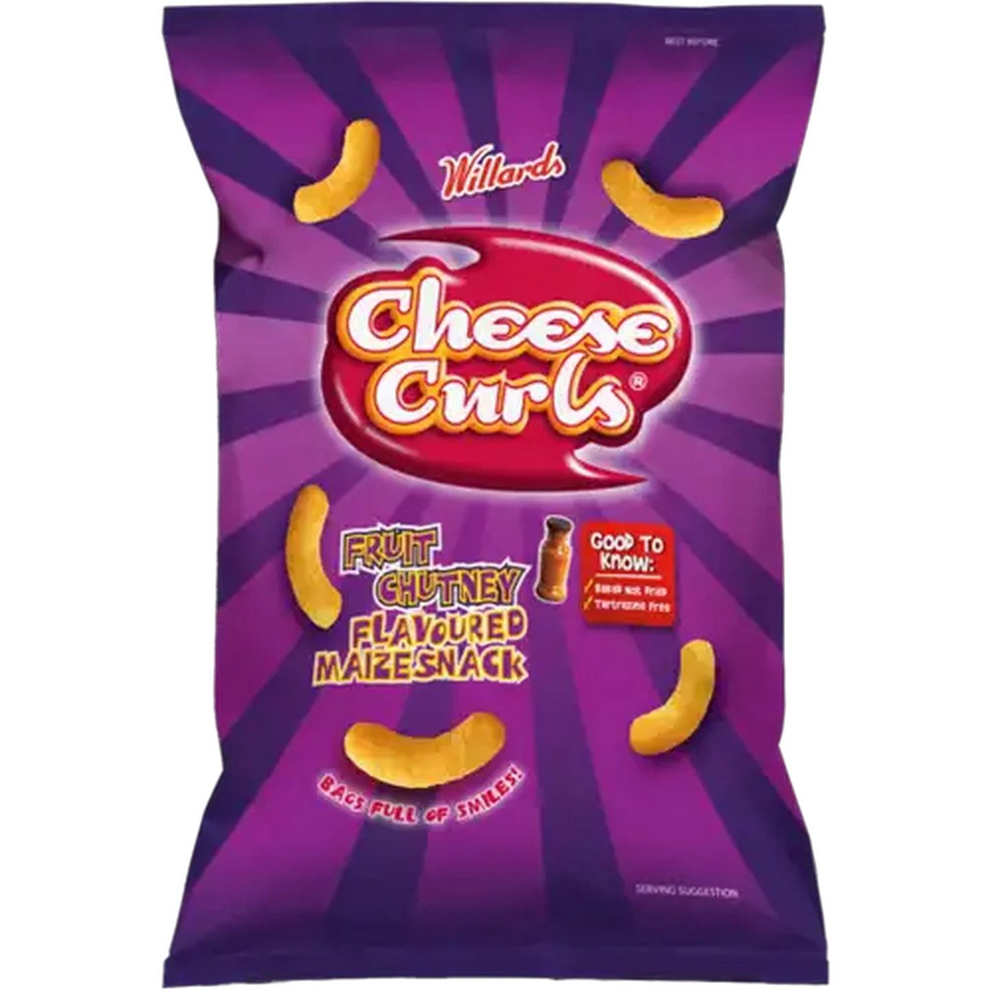 Image of Willards Cheese Curls Fruit Chutney Flavoured Maize Snack 90g