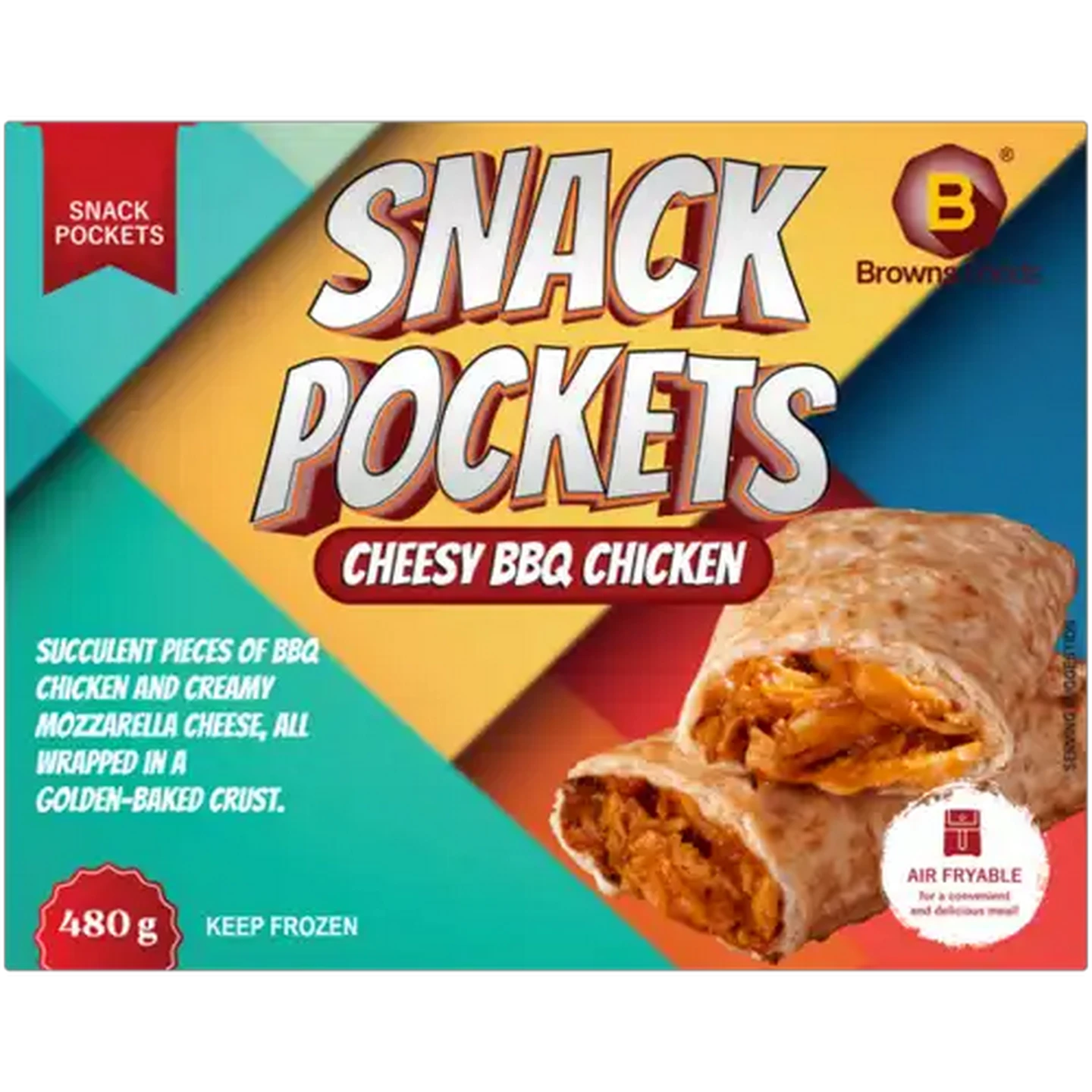 Image of Browns Foods Cheesy BBQ Chicken Frozen Snack Pockets 480g