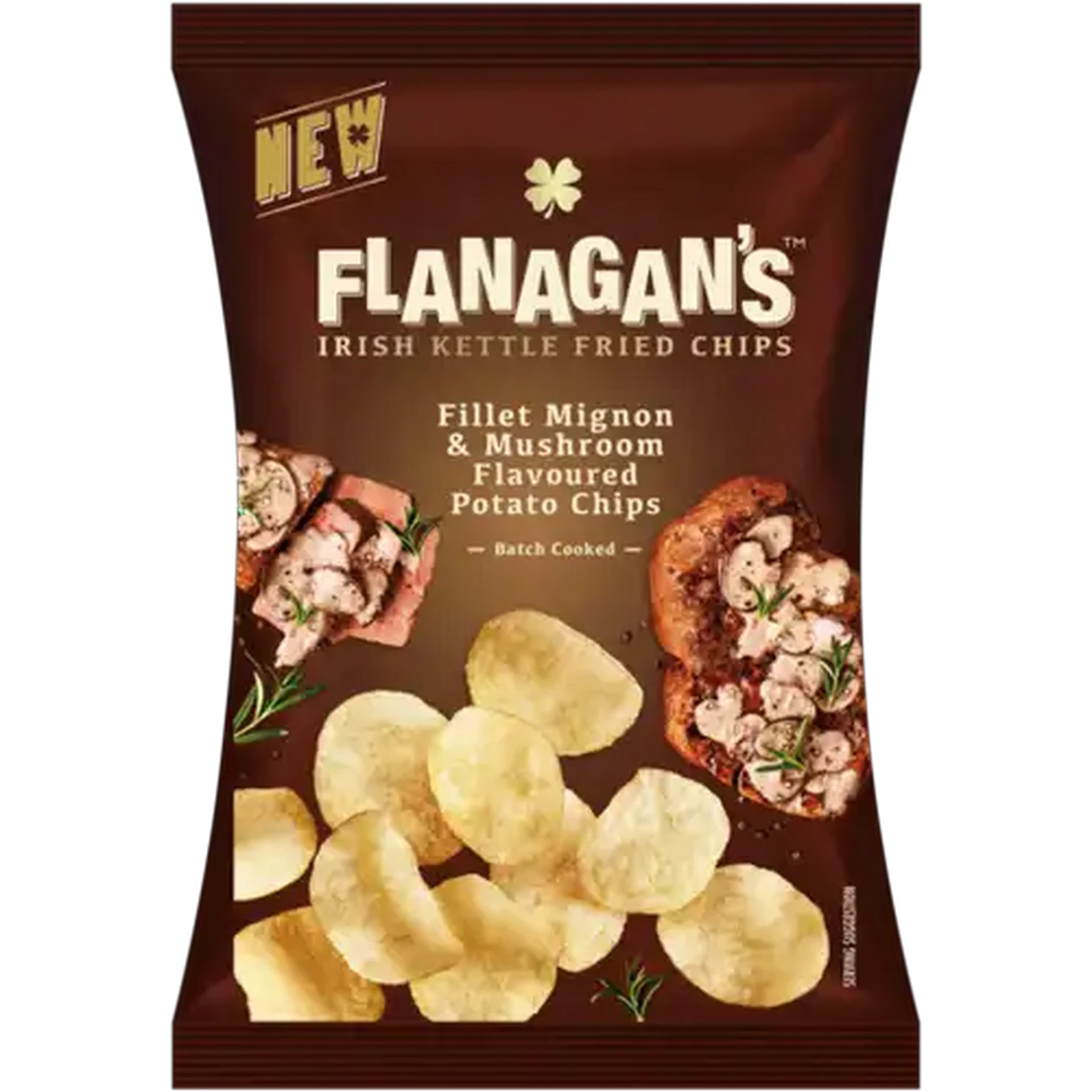 Image of Flanagan's Fillet Mignon & Mushroom Flavoured Potato Chips 120g