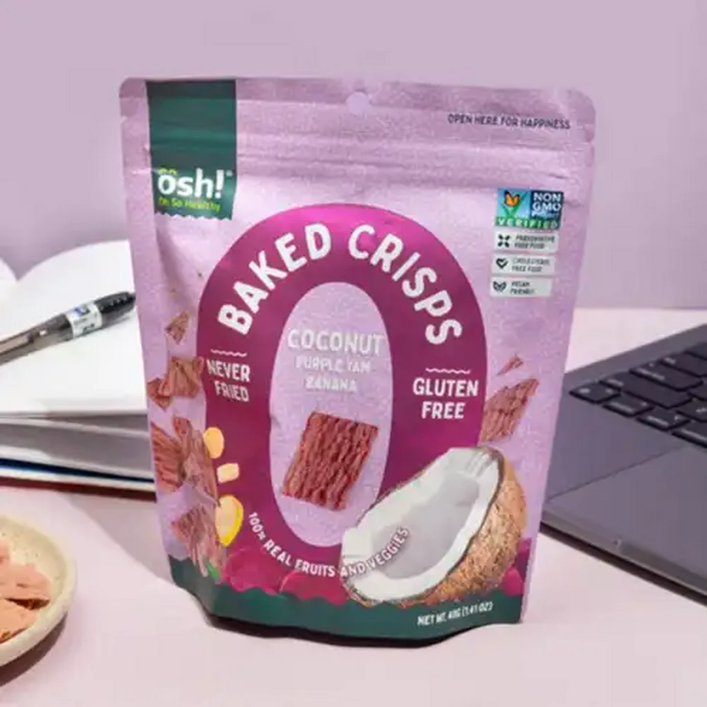 Image of OSH! Oh So Healthy Coconut, Purple Yam, Banana Baked Crisps 40g