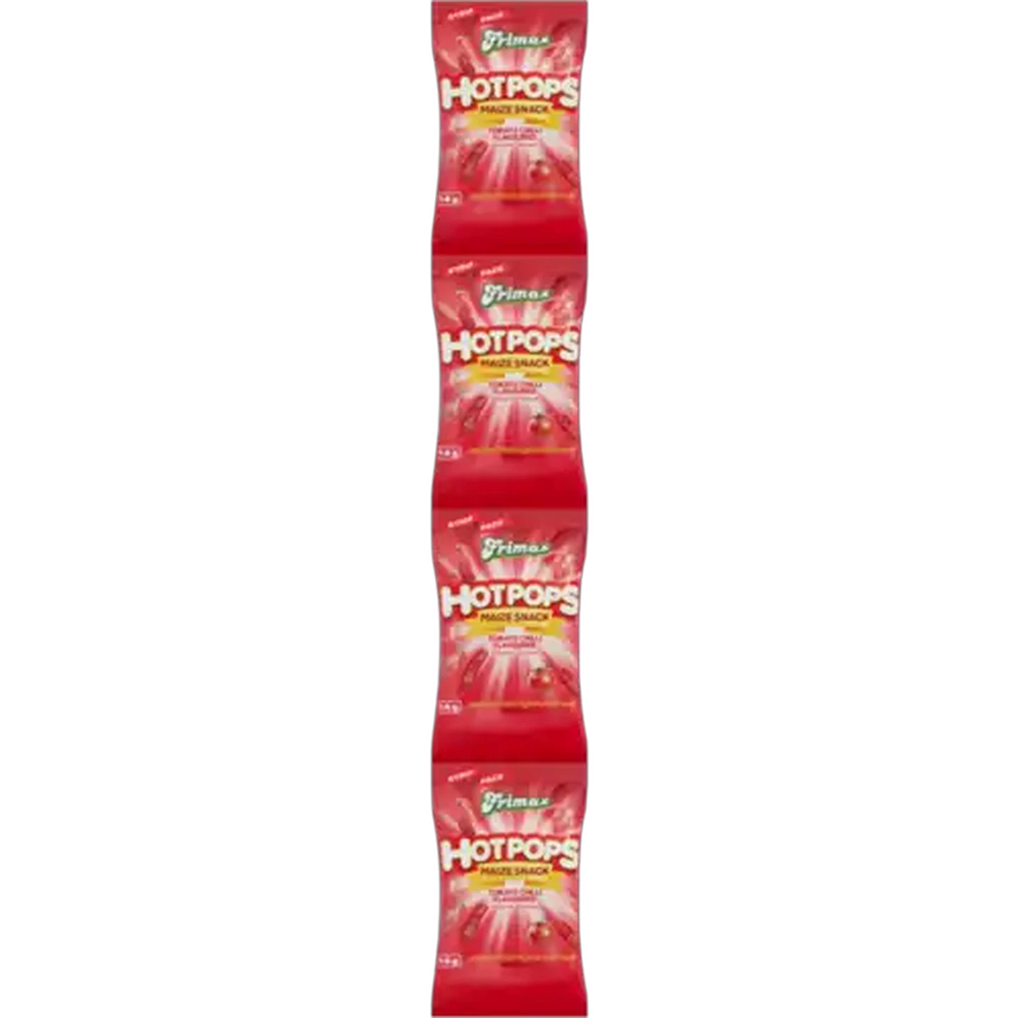 Image of Frimax Hot Pops Tomato Chilli Flavoured Maize Snack 4 x 14g