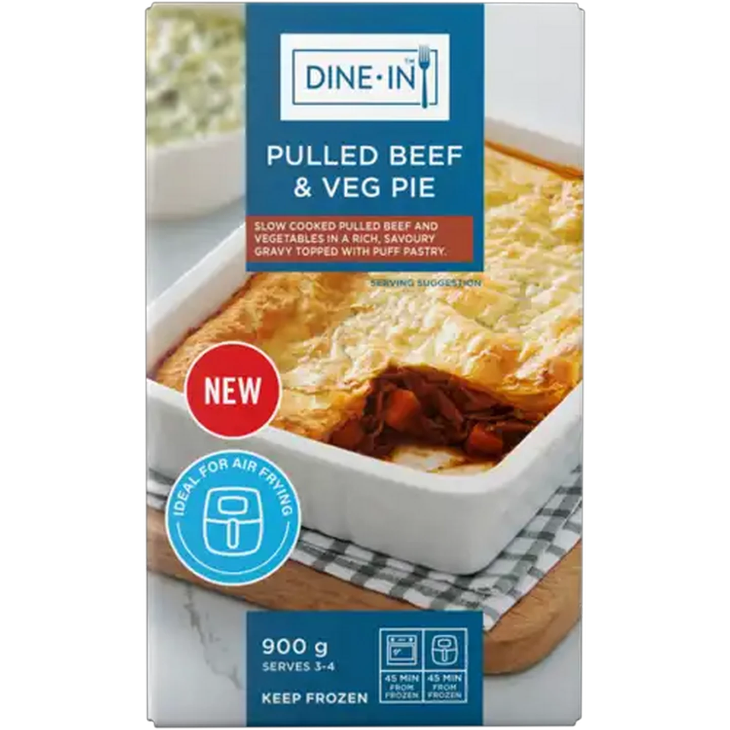Image of Dine-In Frozen Pulled Beef & Veg Pie 900g