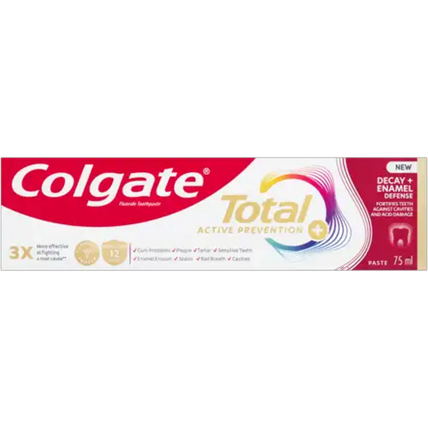 Image of Colgate Total Active Prevention Decay & Enamel Defense Fluoride Toothpaste 75ml