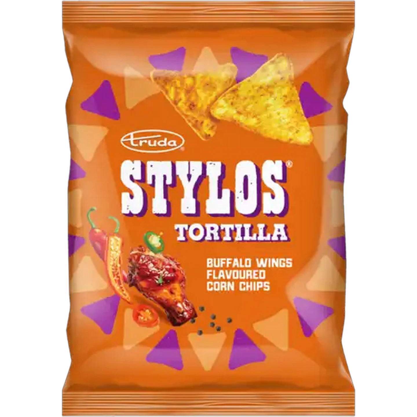 Image of Truda Stylos Buffalo Wings Flavoured Tortilla Corn Chips 145g