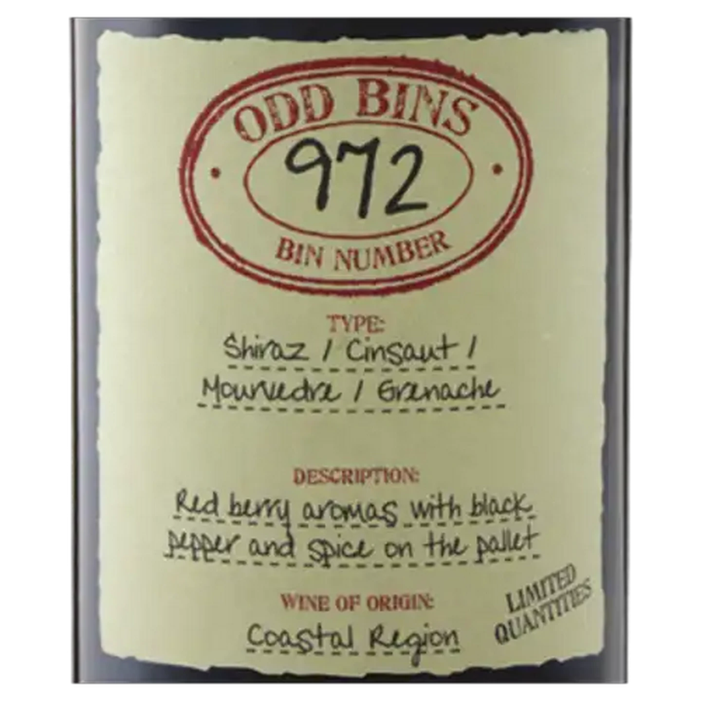 Image of Odd Bins 972 Shiraz Cinsault Mourvedre Grenache Red Wine Blend 750ml