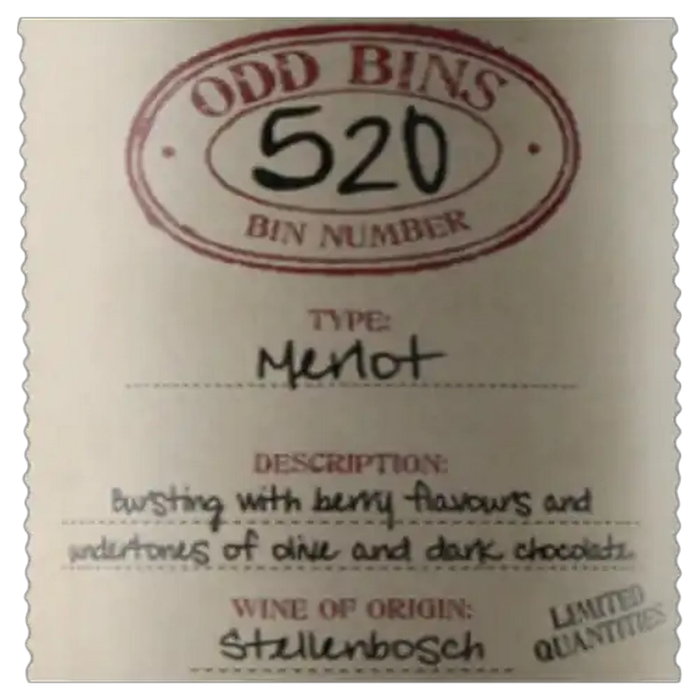 Image of Odd Bins 520 Merlot Red Wine 750ml
