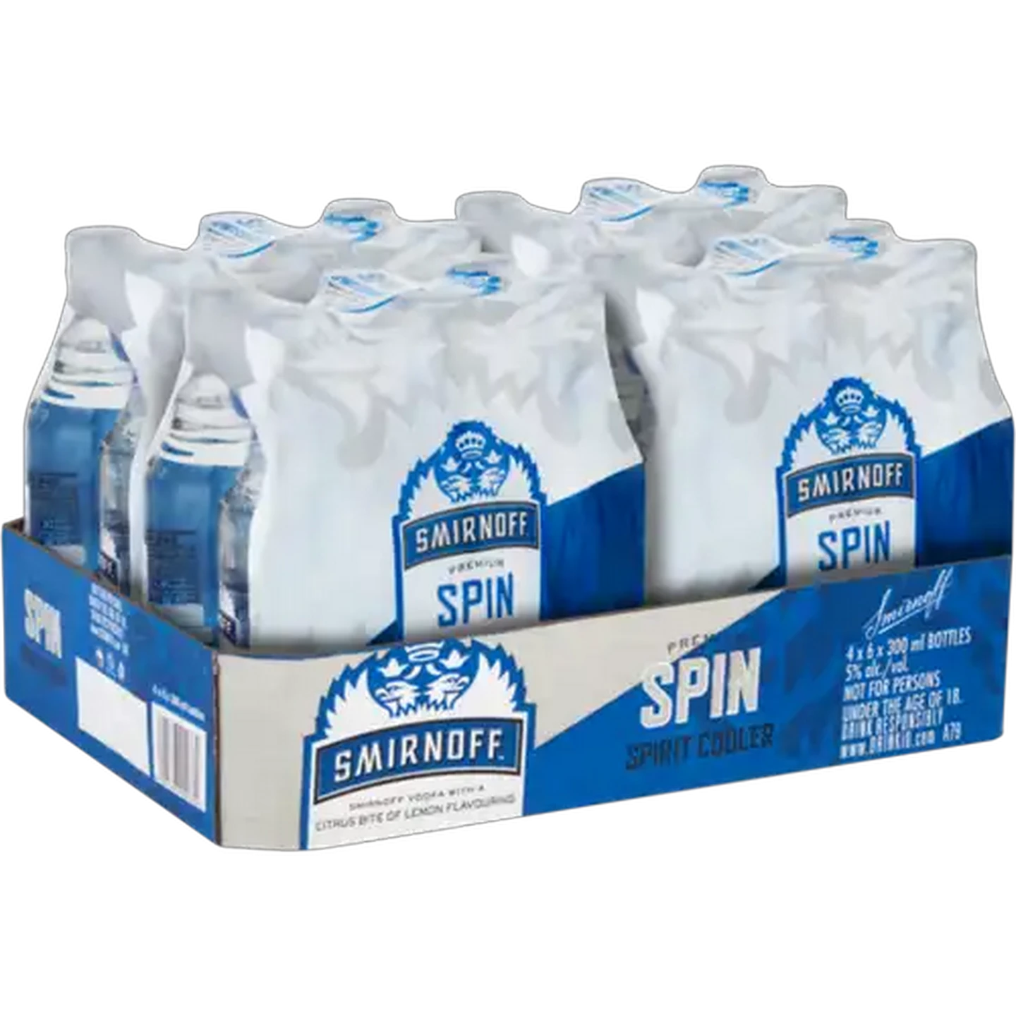 Image of Smirnoff Spin Premium Spirit Cooler Bottles 24 x 300ml