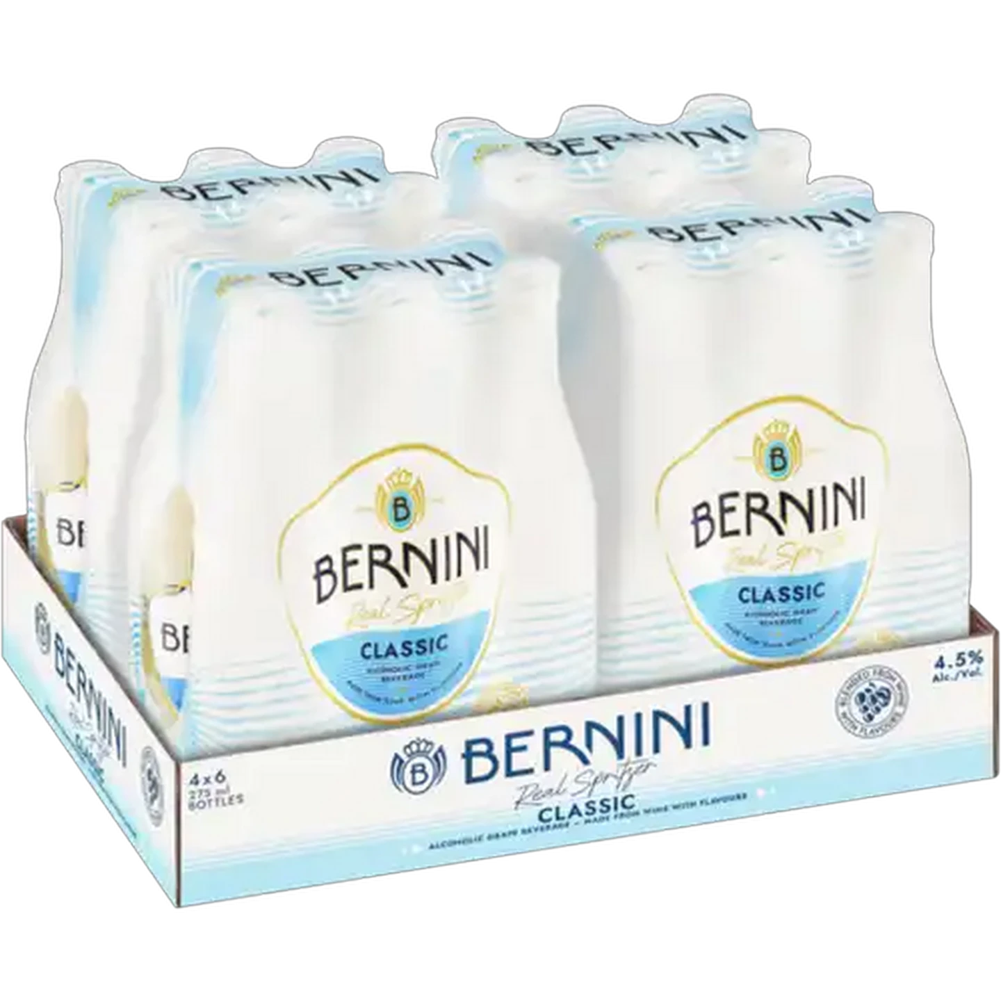 Image of Bernini Classic Alcoholic Grape Beverage Bottles 24 x 275ml